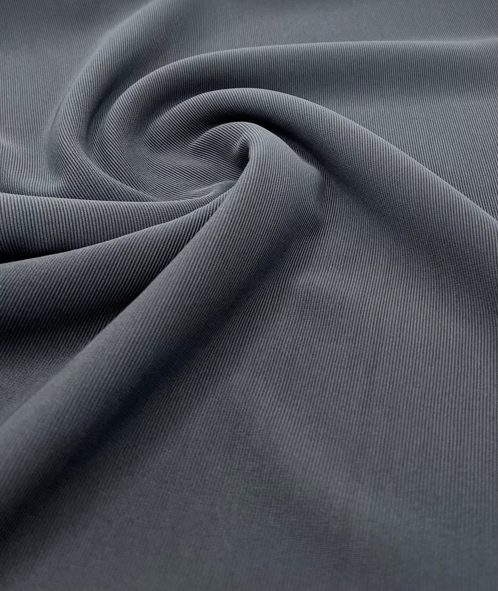 Charcoal Grey Thick Fine Rib Stretch Fabric - T9 Fabrics