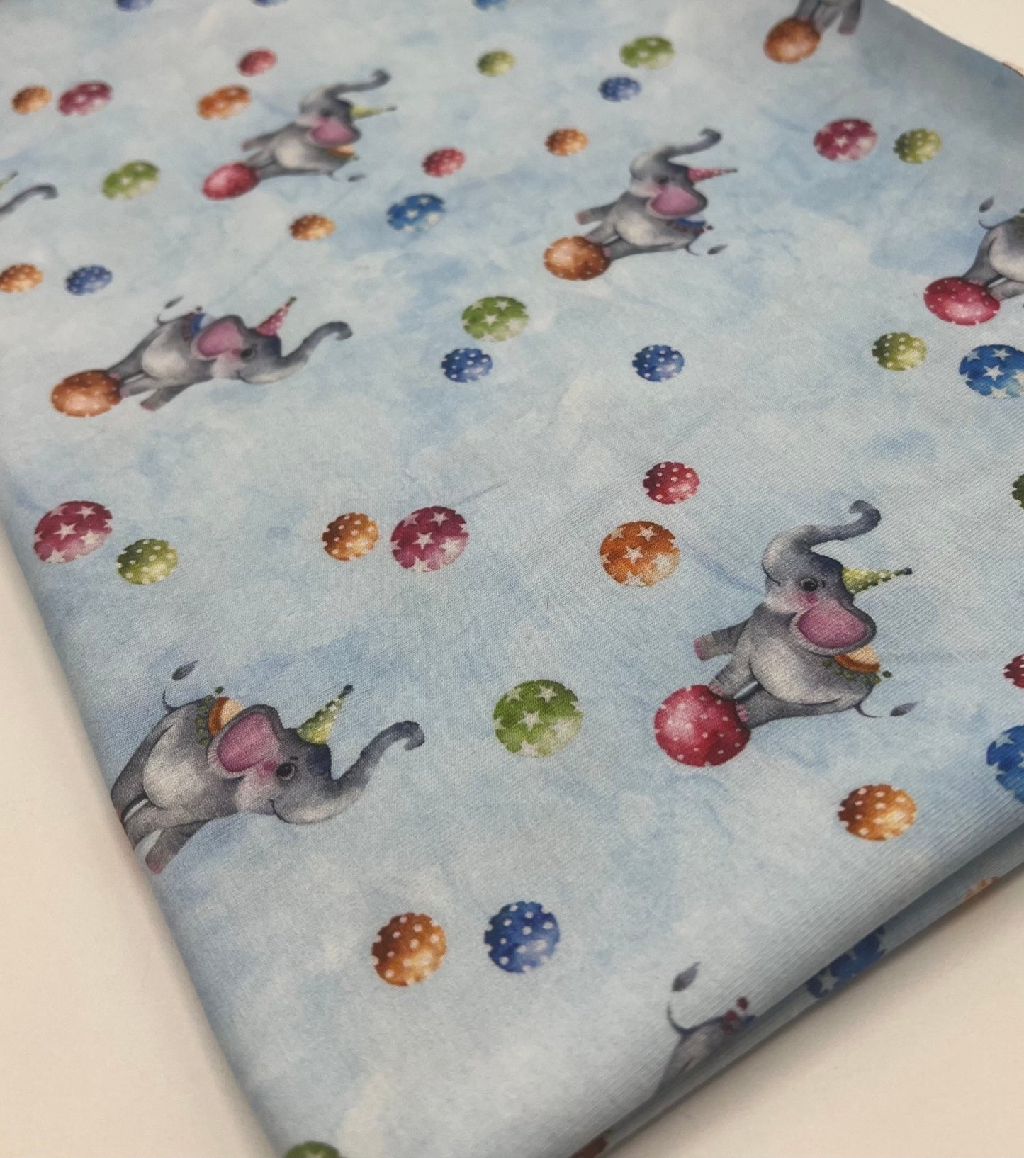 Circus Elephants Cotton Stretch Jersey 200 GSM 95/5 Lycra 4 Way Stretch - T9 Fabrics