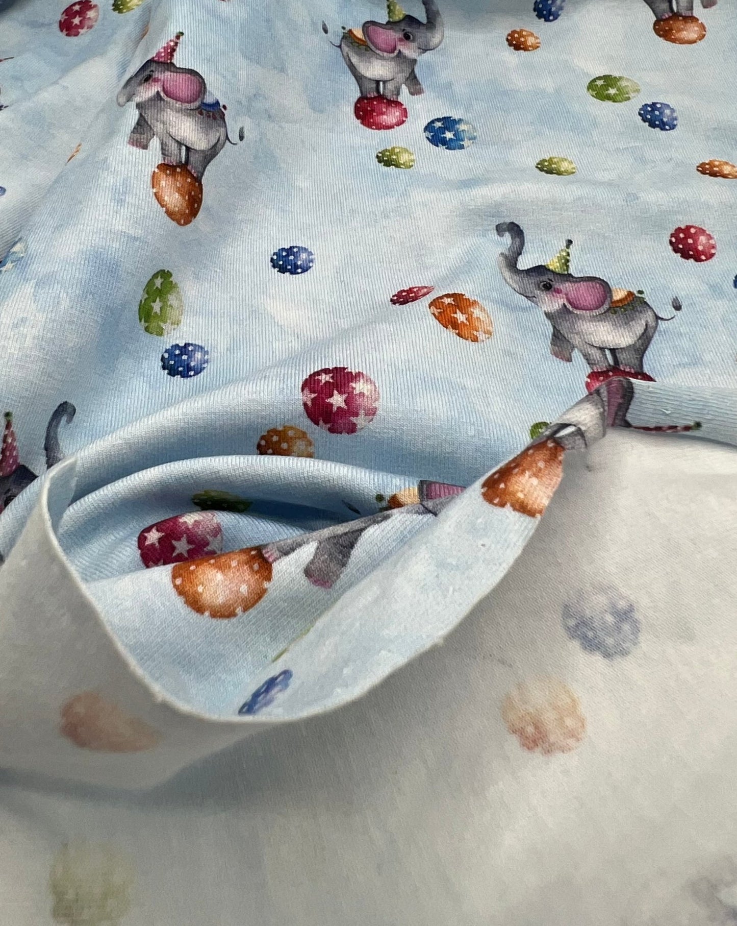 Circus Elephants Cotton Stretch Jersey 200 GSM 95/5 Lycra 4 Way Stretch - T9 Fabrics