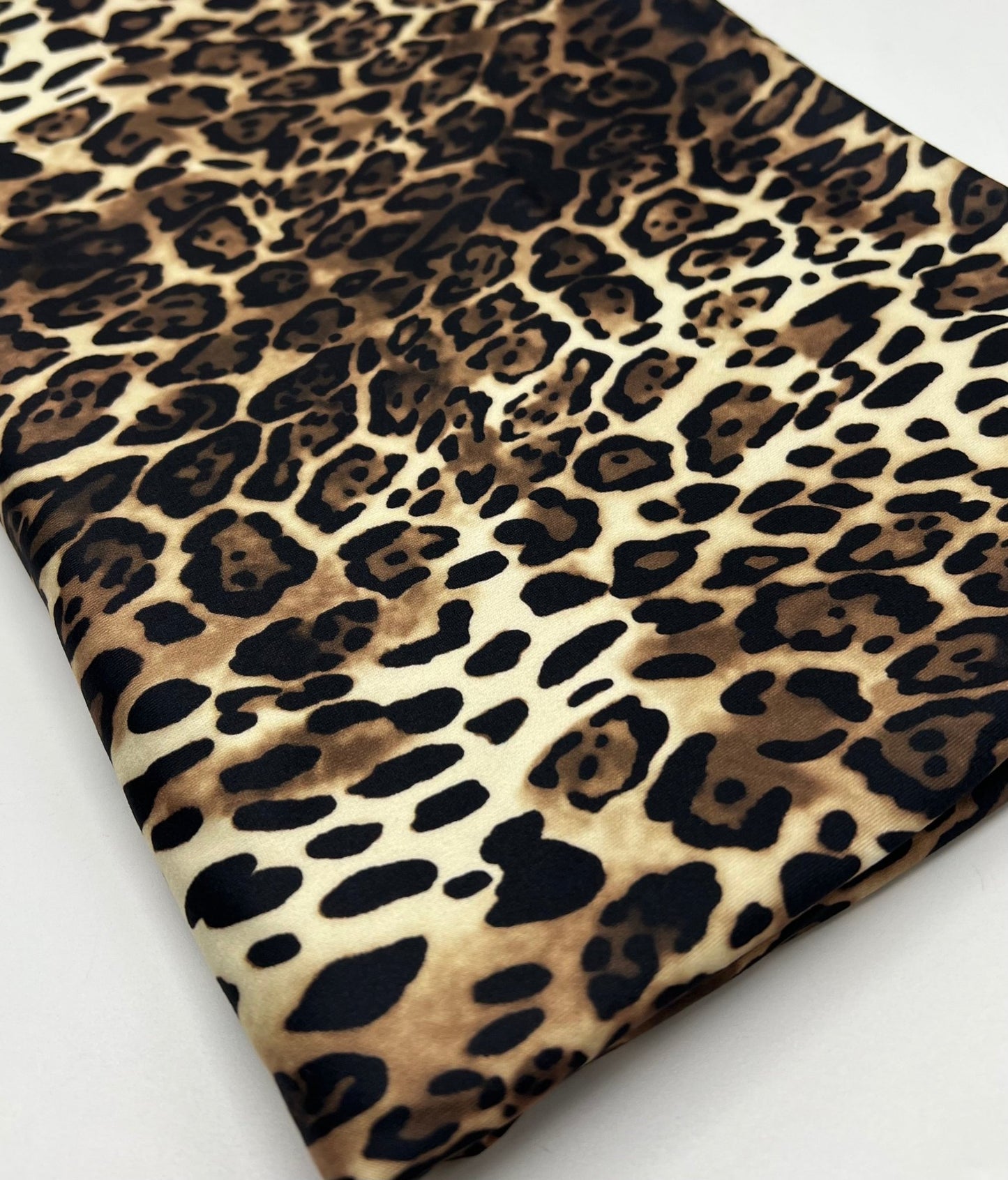 Cream Brown Animal Super Soft Print Spun Poly Stretch Fabric - T9 Fabrics