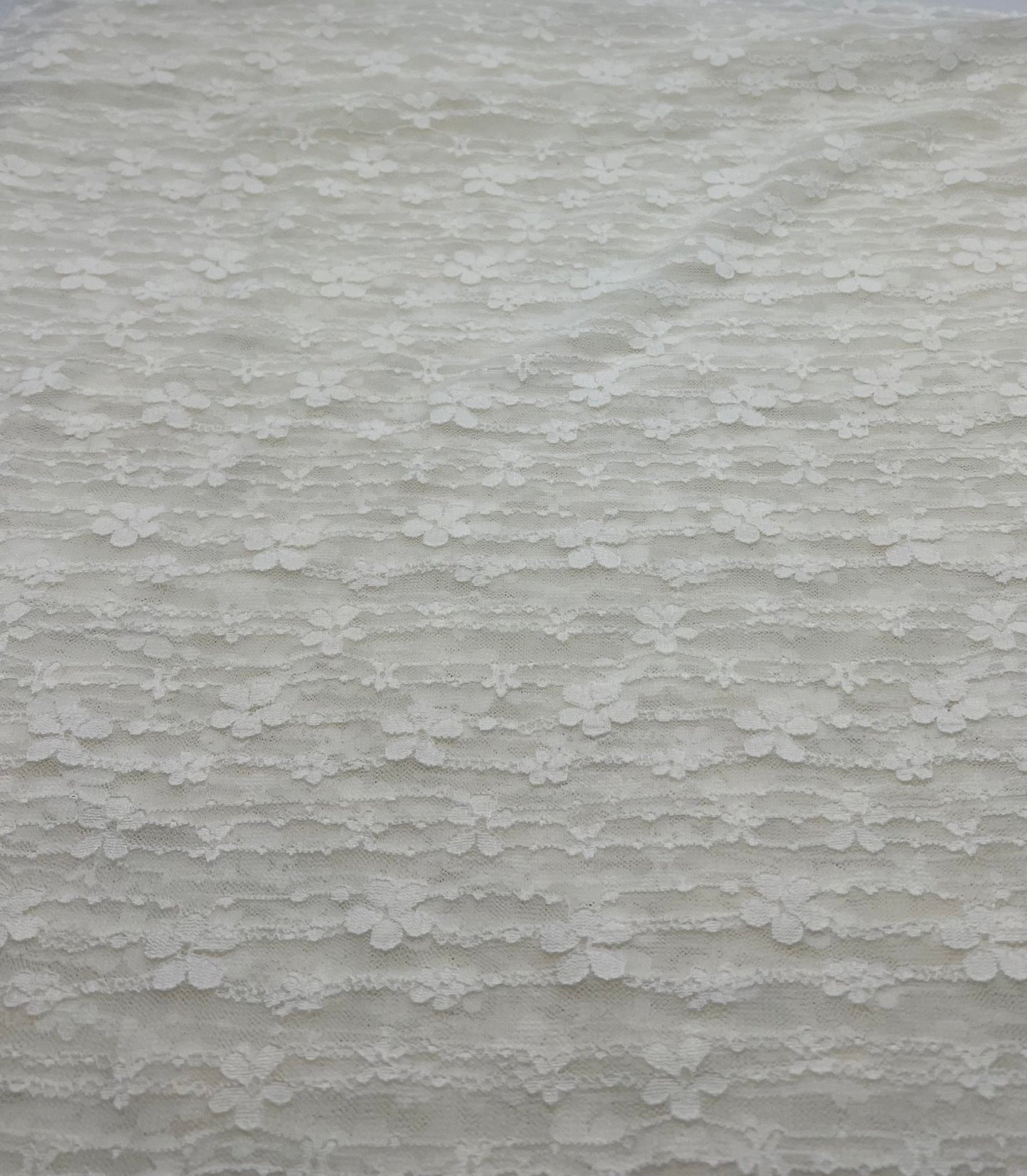 Cream Ditsy Floral Scalloped Edge Lace Fabric Stretch - T9 Fabrics