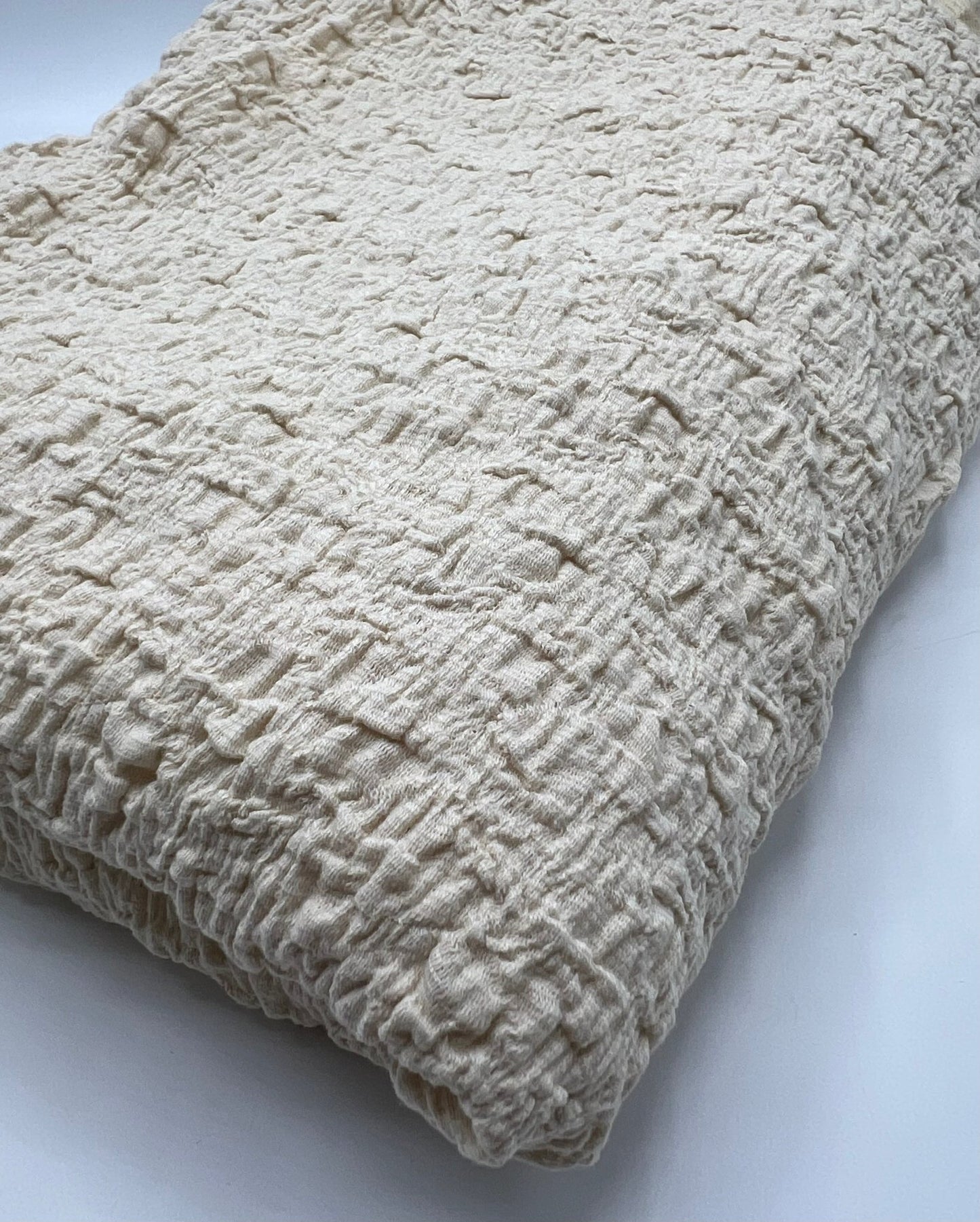 Cream Extra Textured Popcorn Stretch Fabric - T9 Fabrics