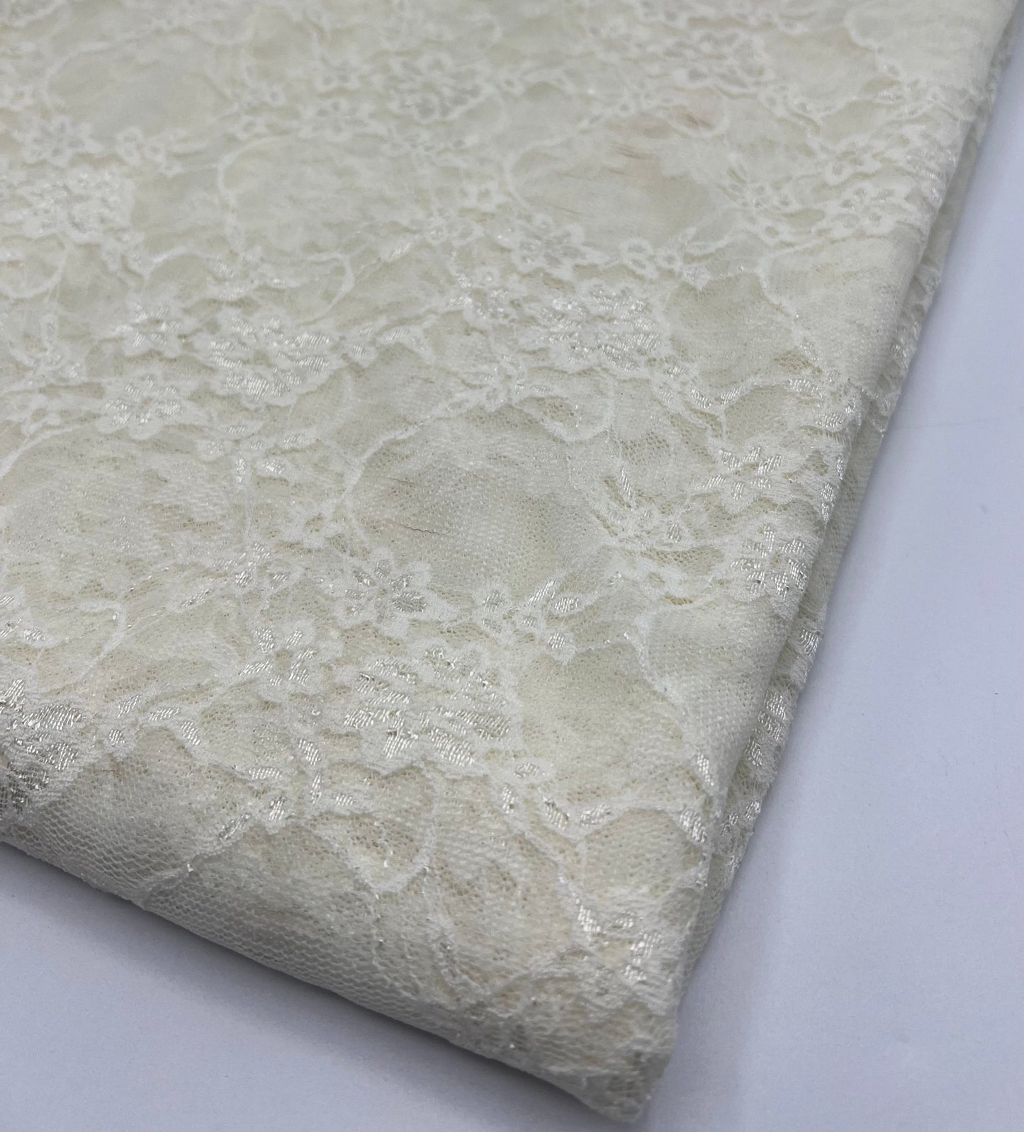 Cream Floral Lace Fabric Stretch - T9 Fabrics