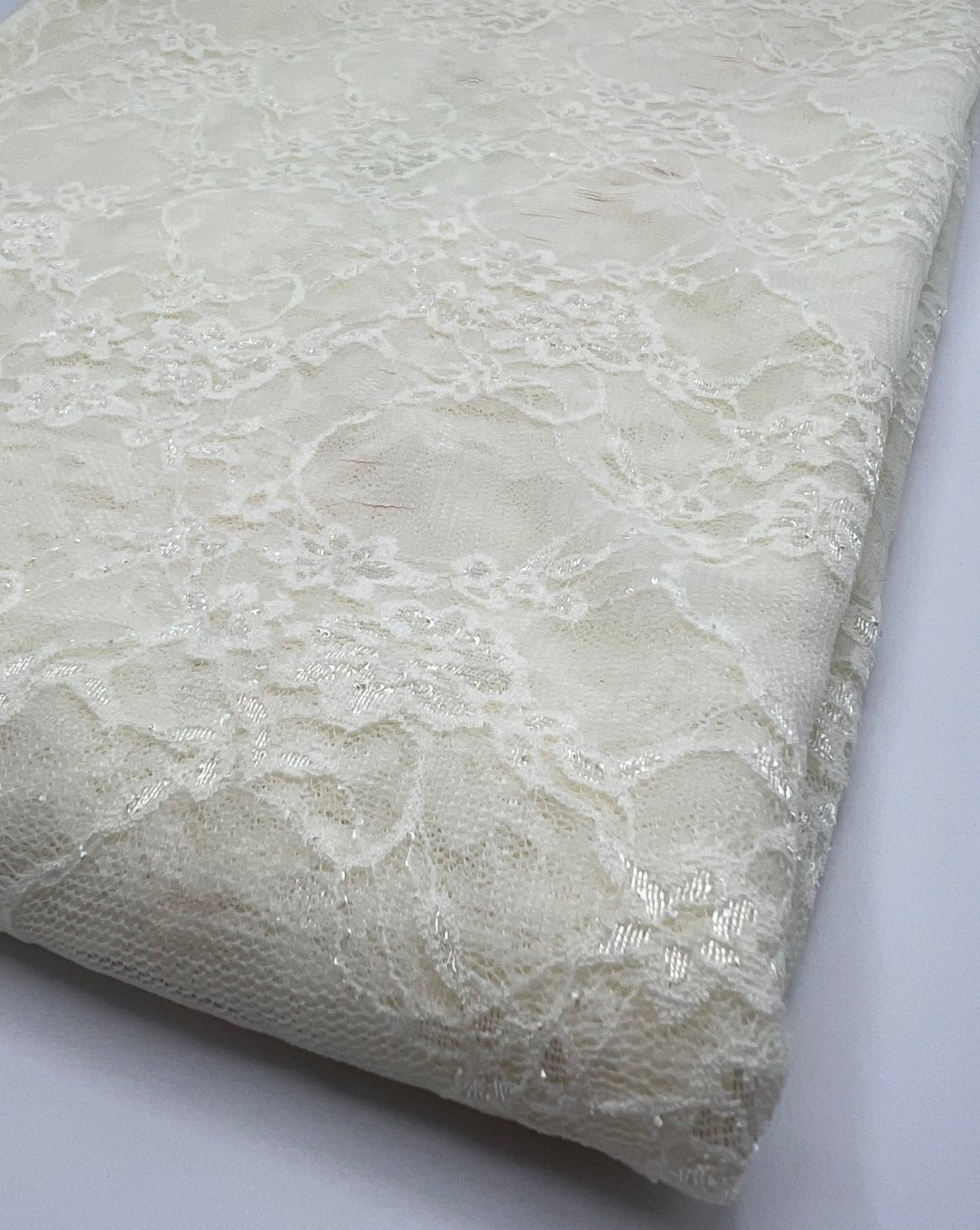 Cream Floral Lace Fabric Stretch - T9 Fabrics