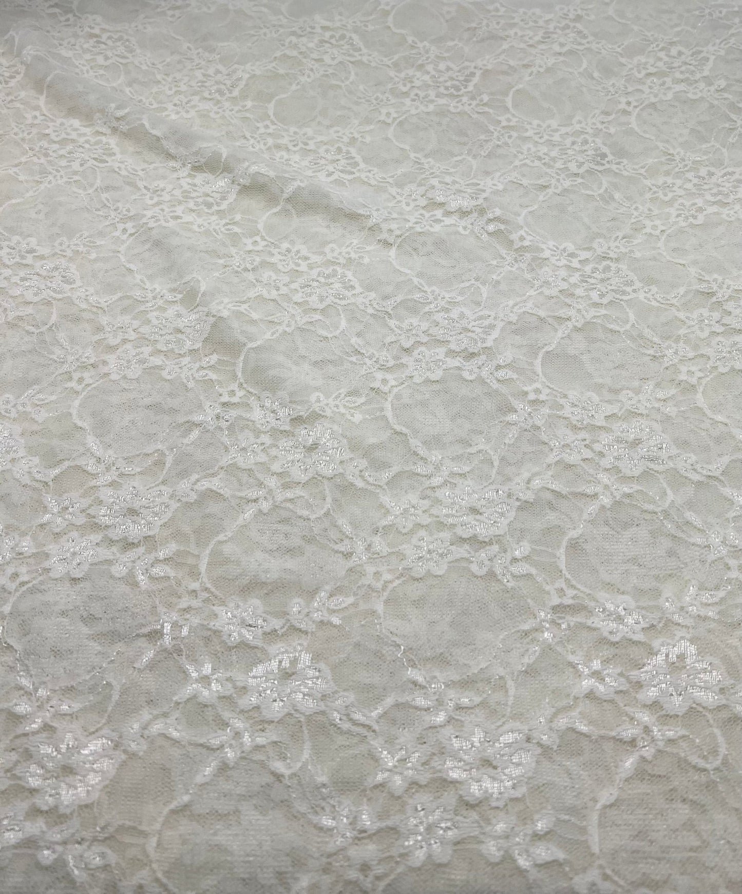 Cream Floral Lace Fabric Stretch - T9 Fabrics