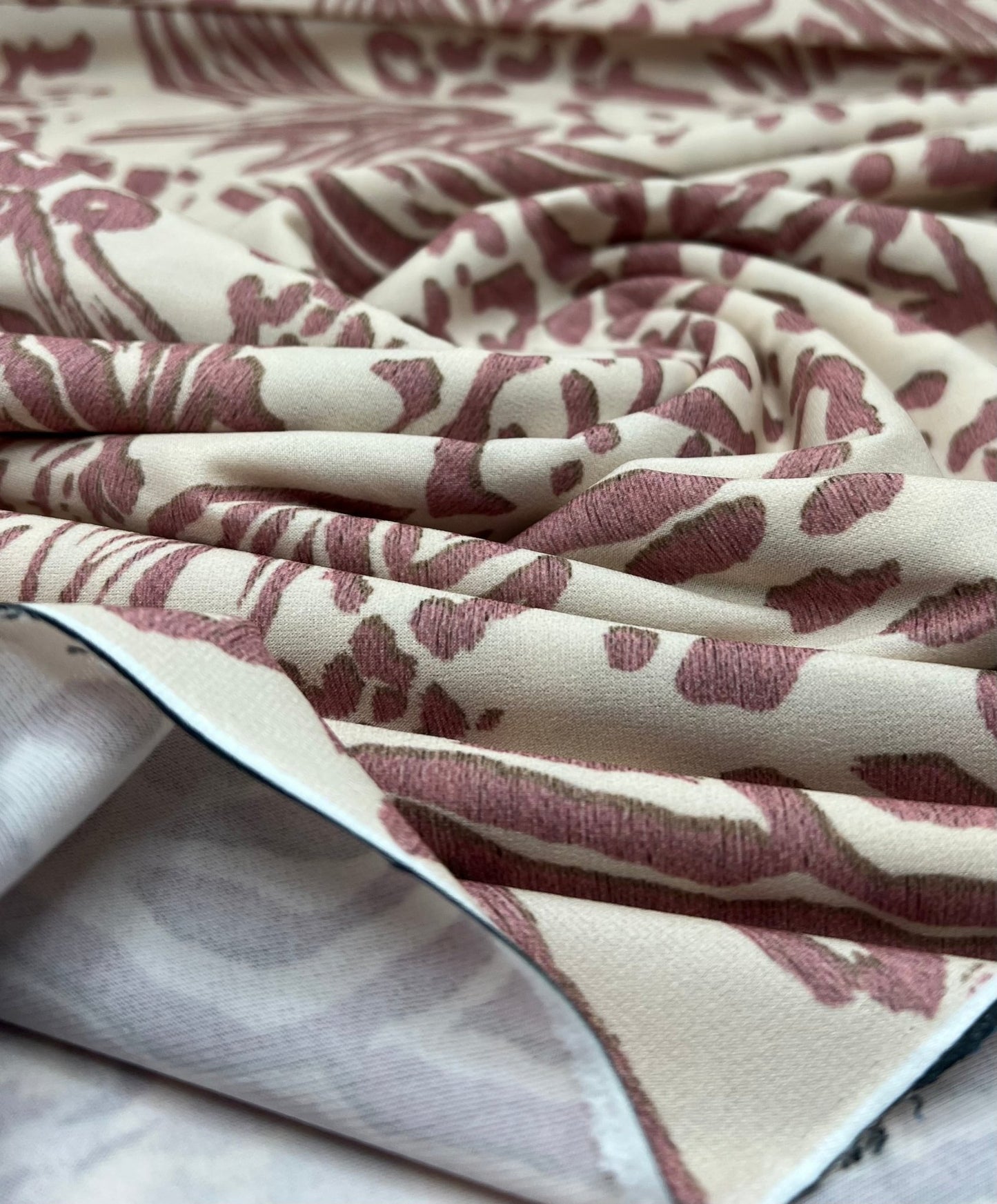 Cream Pink Animal Mix Print ITY Fabric 4 Way Stretch - T9 Fabrics