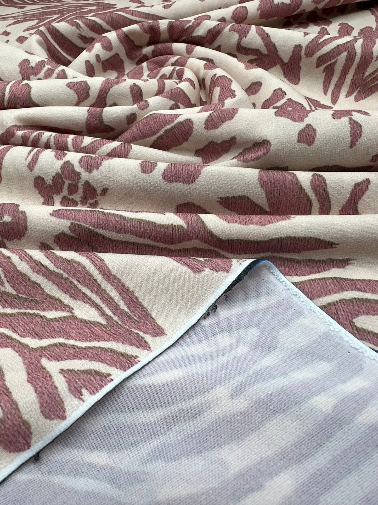 Cream Pink Animal Mix Print ITY Fabric 4 Way Stretch - T9 Fabrics