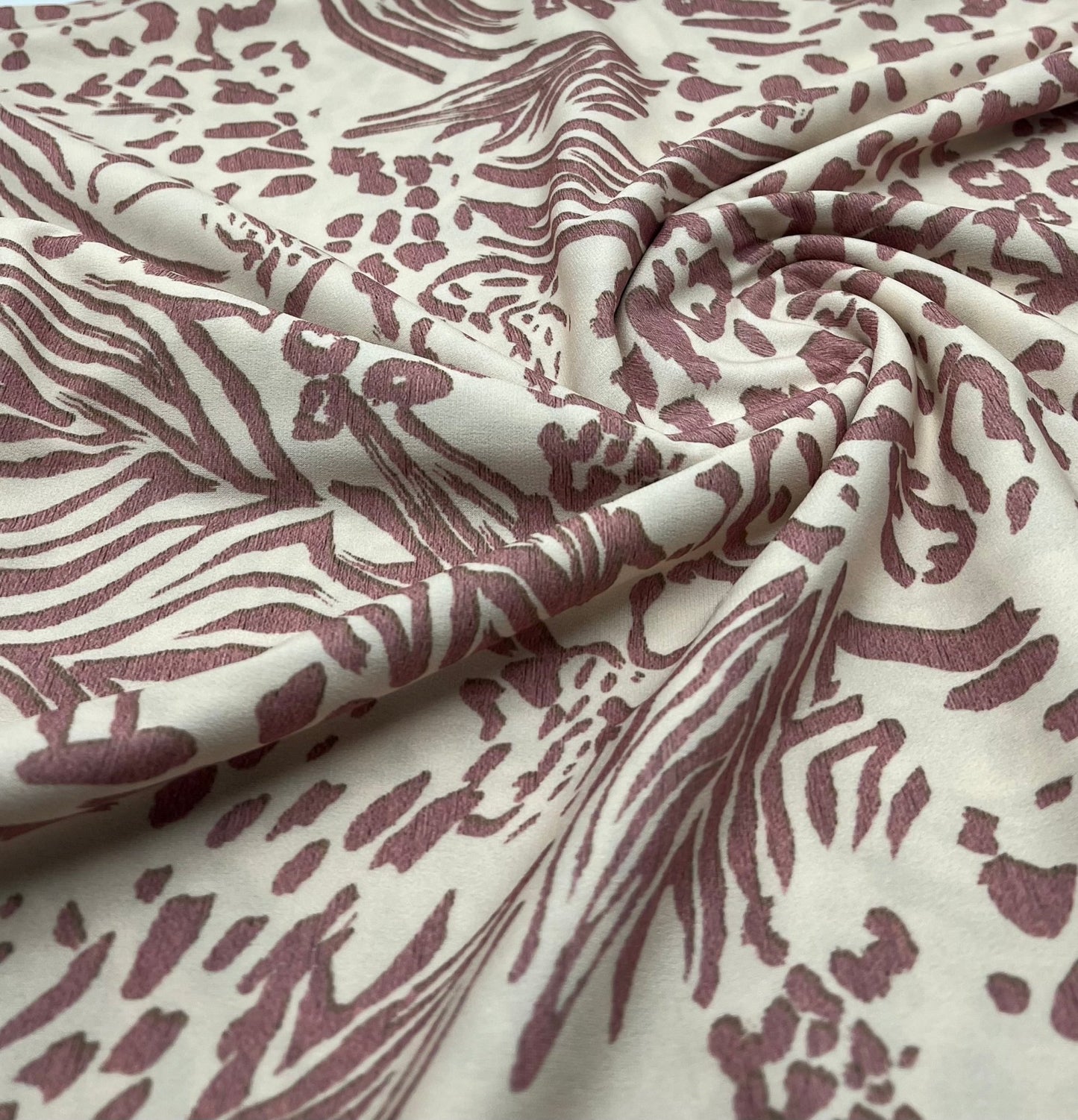 Cream Pink Animal Mix Print ITY Fabric 4 Way Stretch - T9 Fabrics