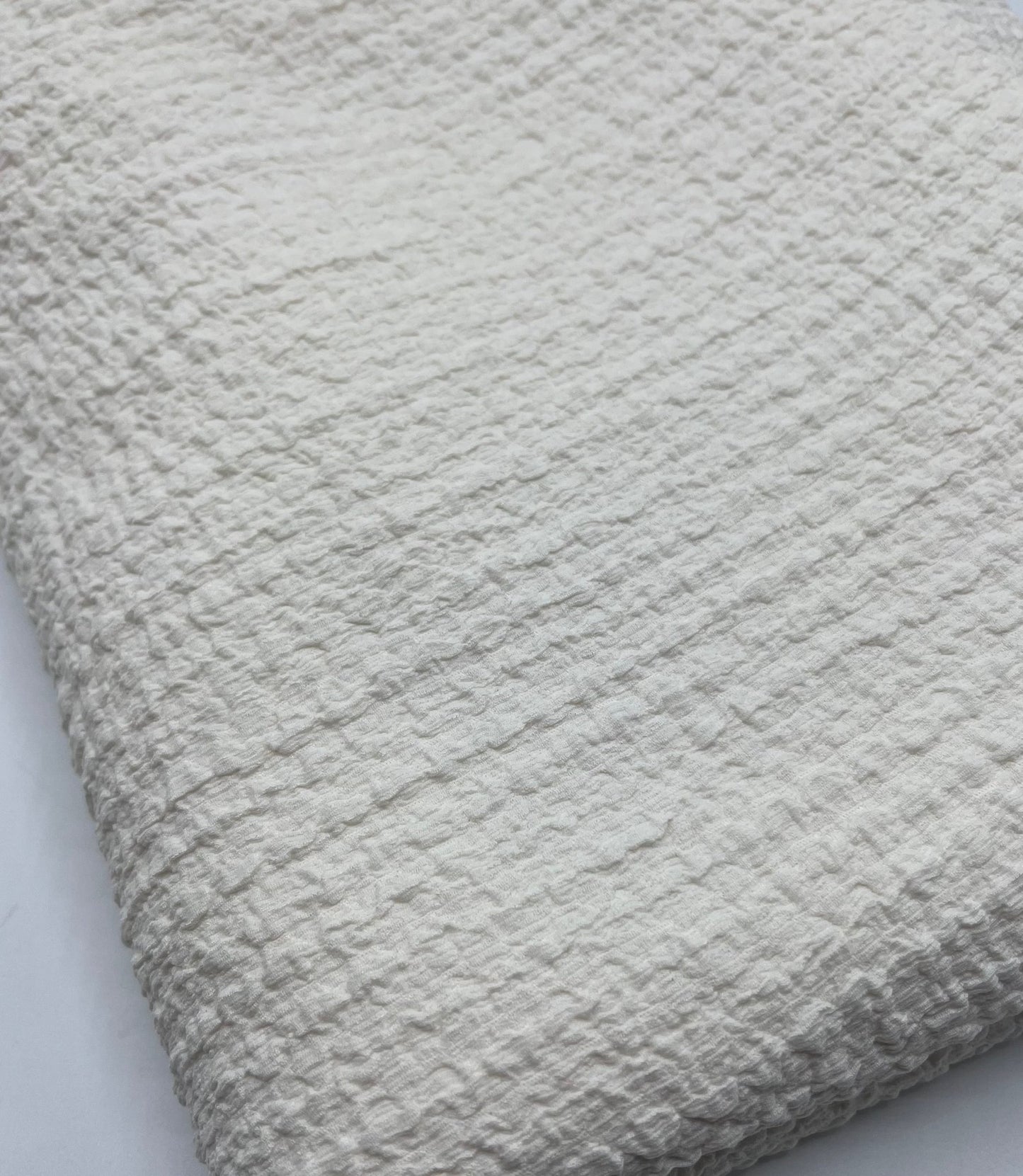 Cream Textured Popcorn Stretch Fabric - T9 Fabrics