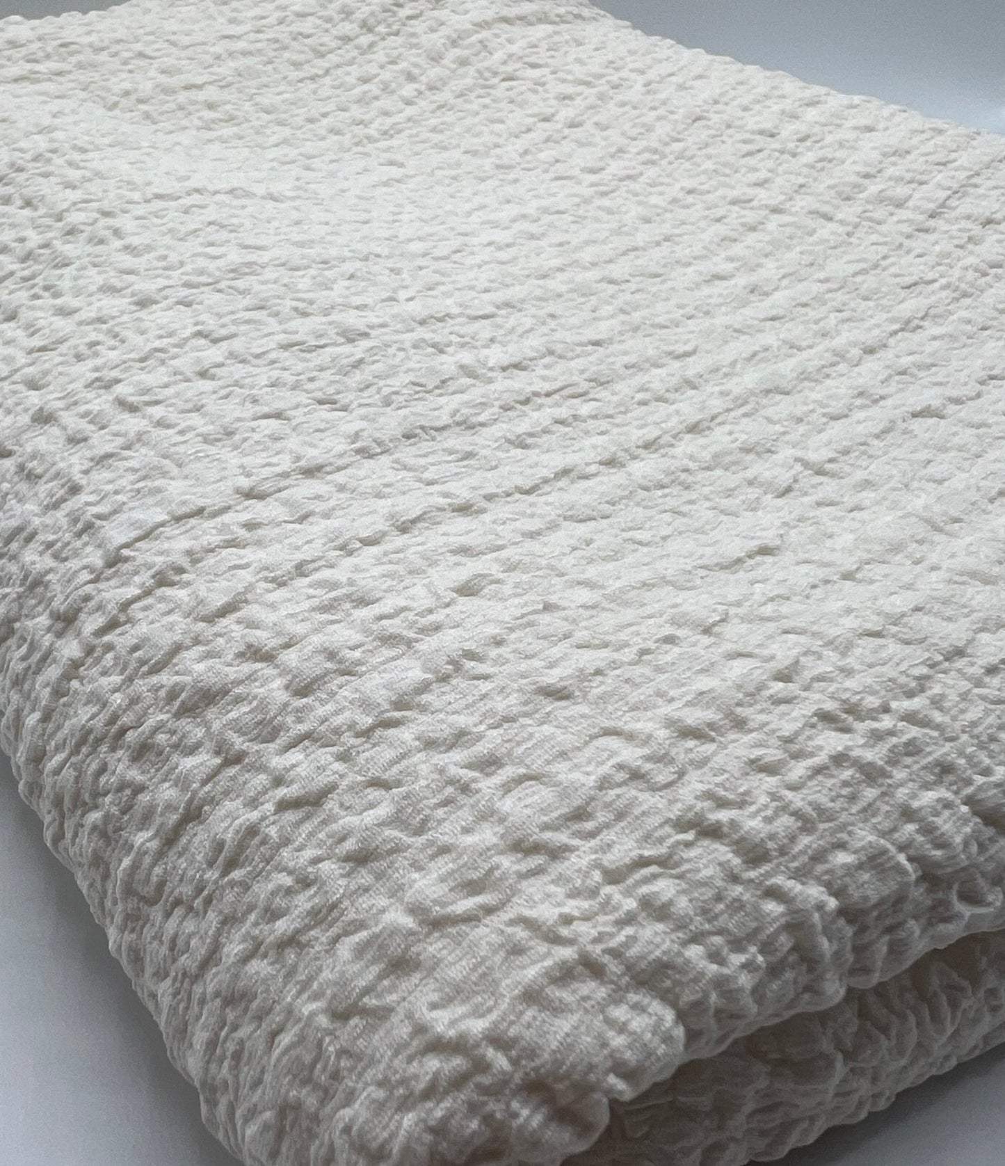 Cream Textured Popcorn Stretch Fabric - T9 Fabrics