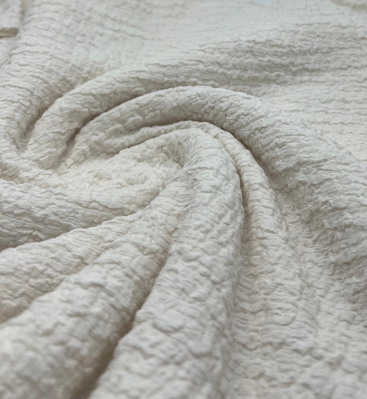 Cream Textured Popcorn Stretch Fabric - T9 Fabrics
