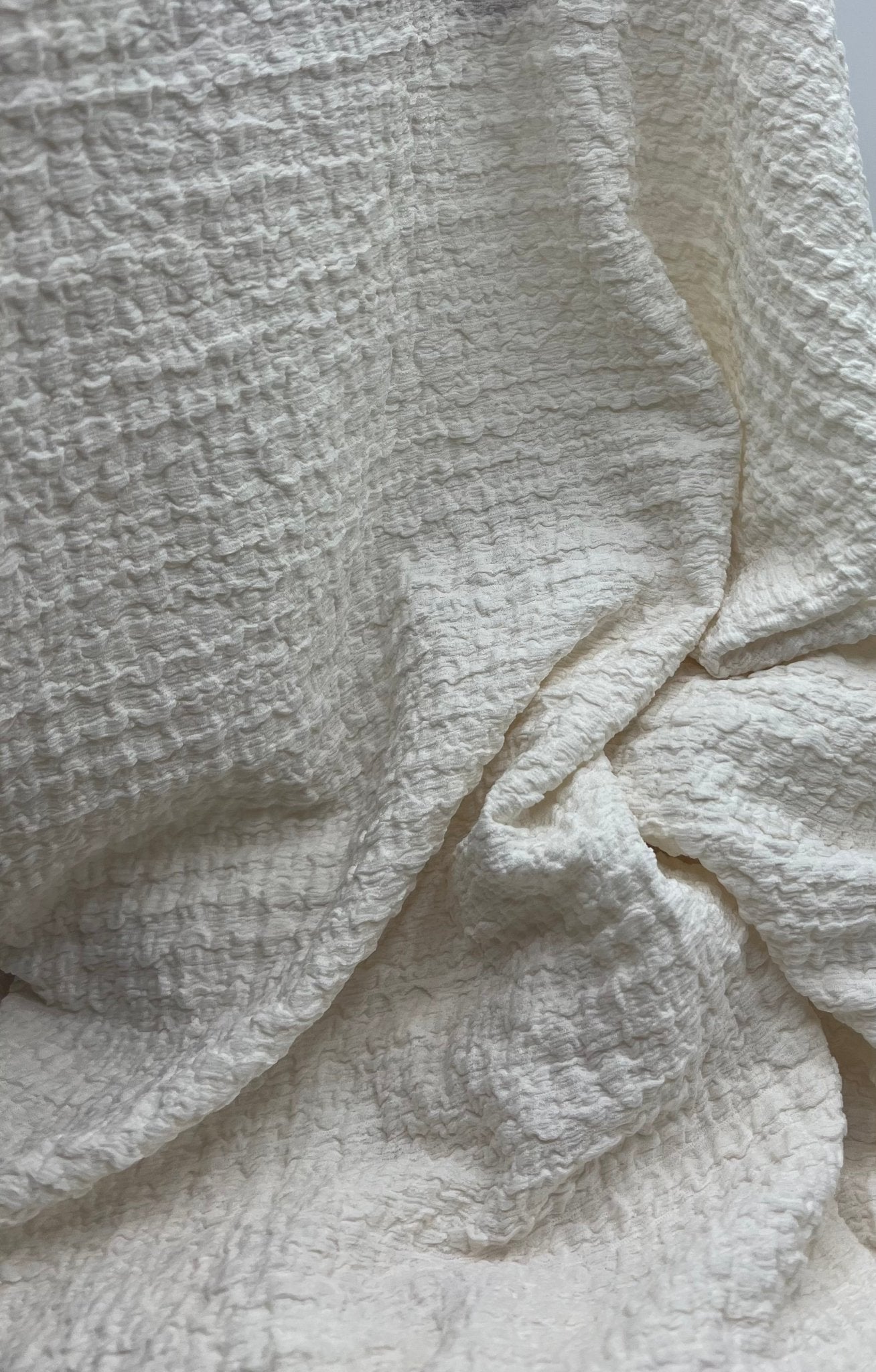 Cream Textured Popcorn Stretch Fabric - T9 Fabrics