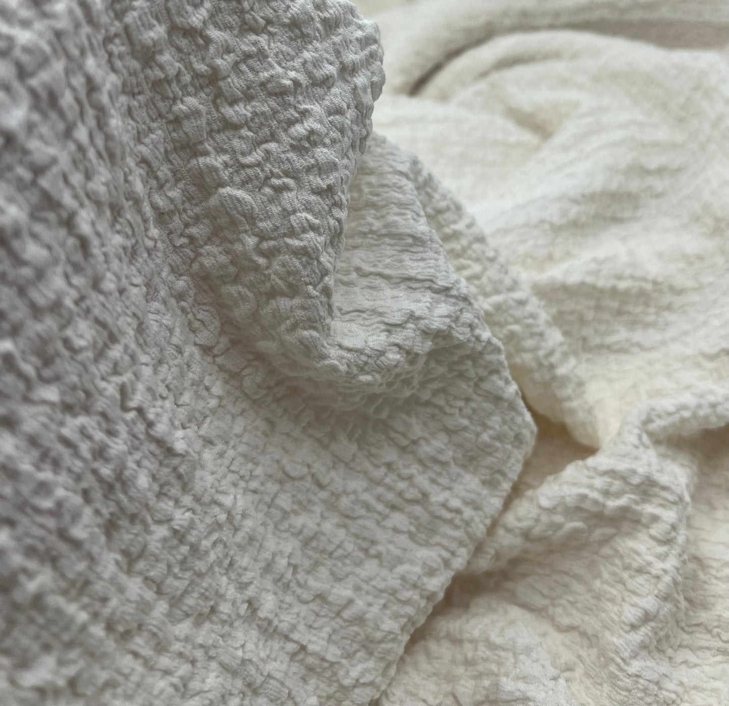 Cream Textured Popcorn Stretch Fabric - T9 Fabrics