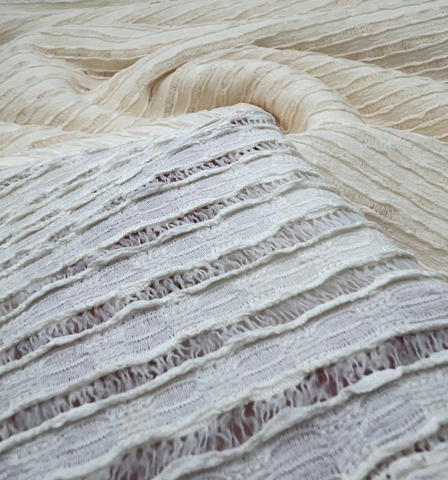 Cream Textured Stretch Dress Craft Fabric - T9 Fabrics