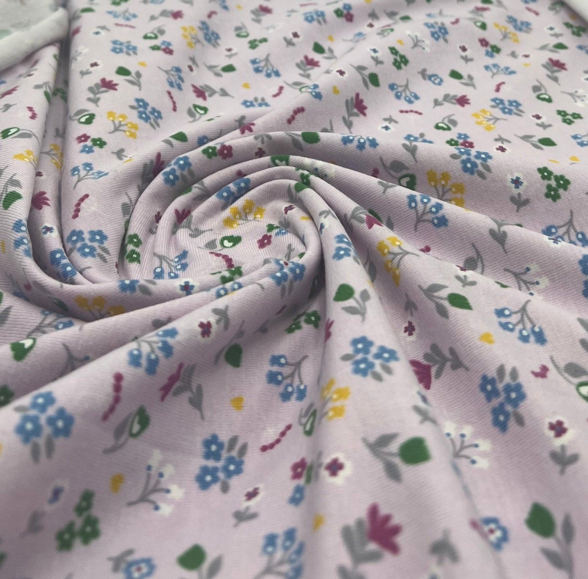 Dainty Flowers Cotton Stretch Jersey 200 GSM 95/5 Lycra 4 Way Stretch - T9 Fabrics