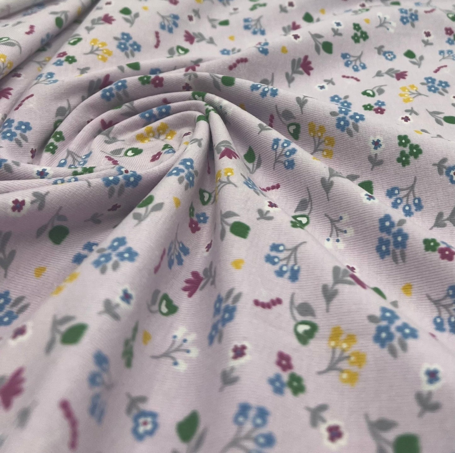 Dainty Flowers Cotton Stretch Jersey 200 GSM 95/5 Lycra 4 Way Stretch - T9 Fabrics