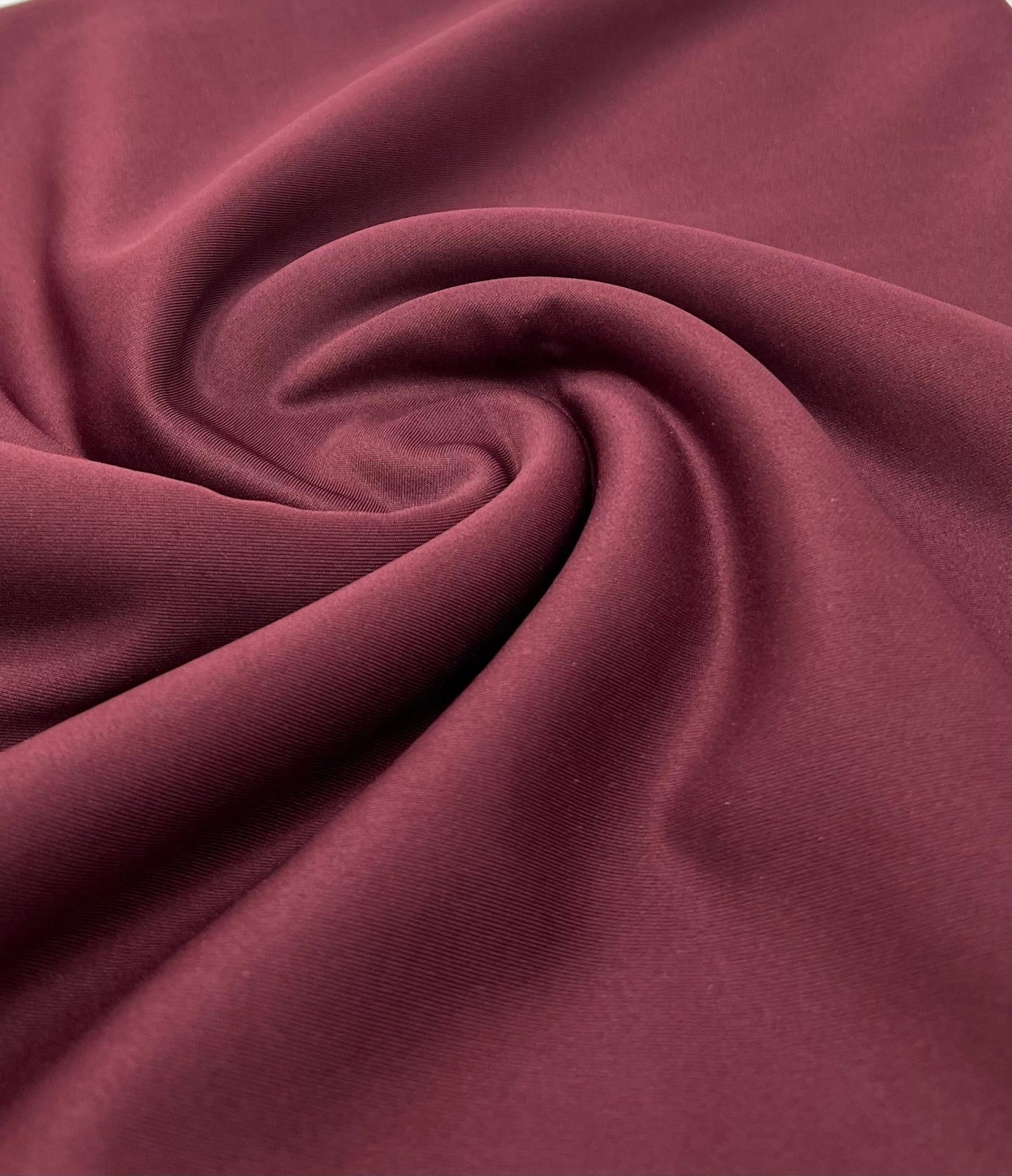Dark Burgundy Plain Scuba 2 Way Stretch Jersey Fabric - T9 Fabrics