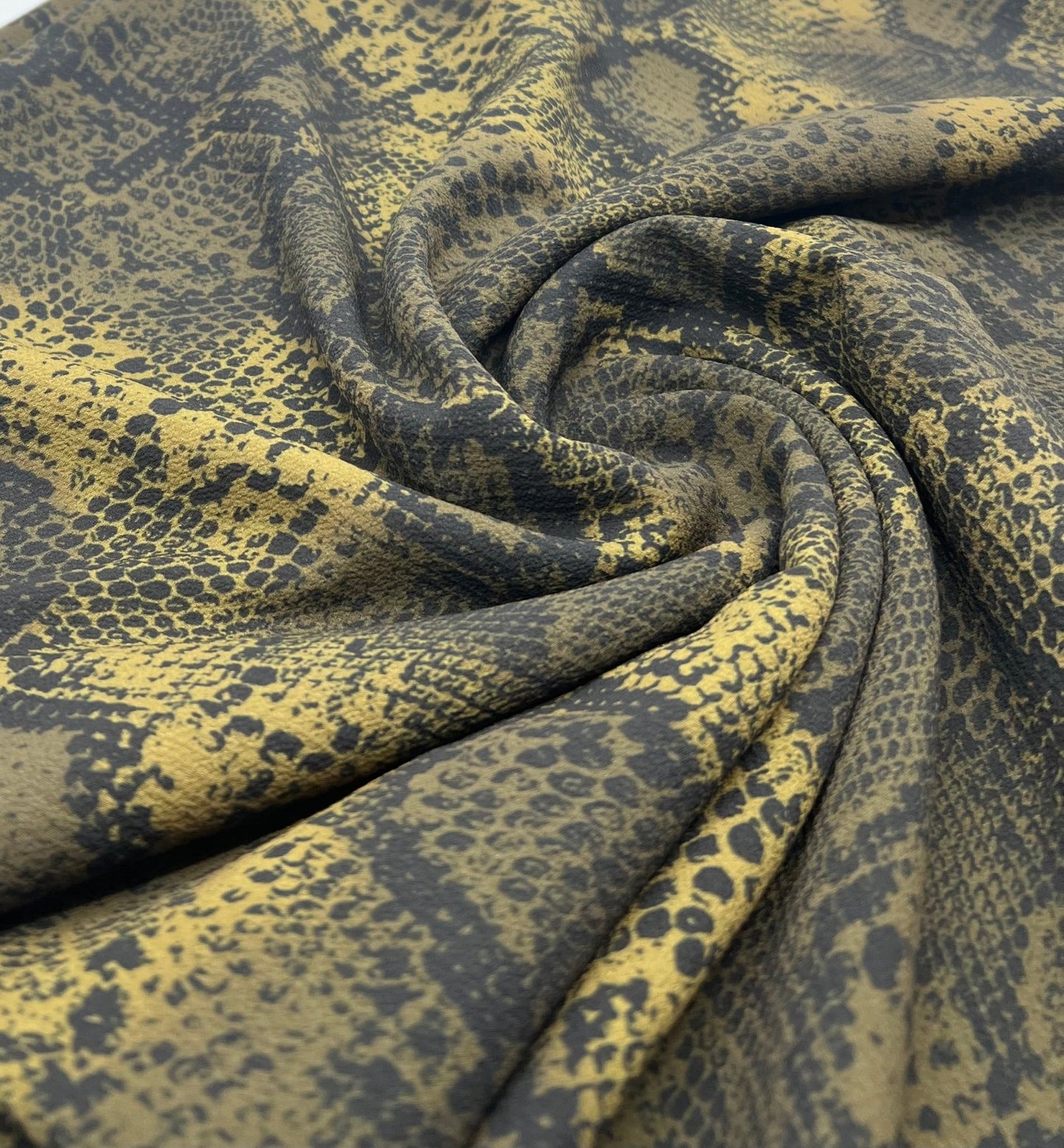 Dark Green Snake Print Light weight Bubble Crepe Fabric - T9 Fabrics