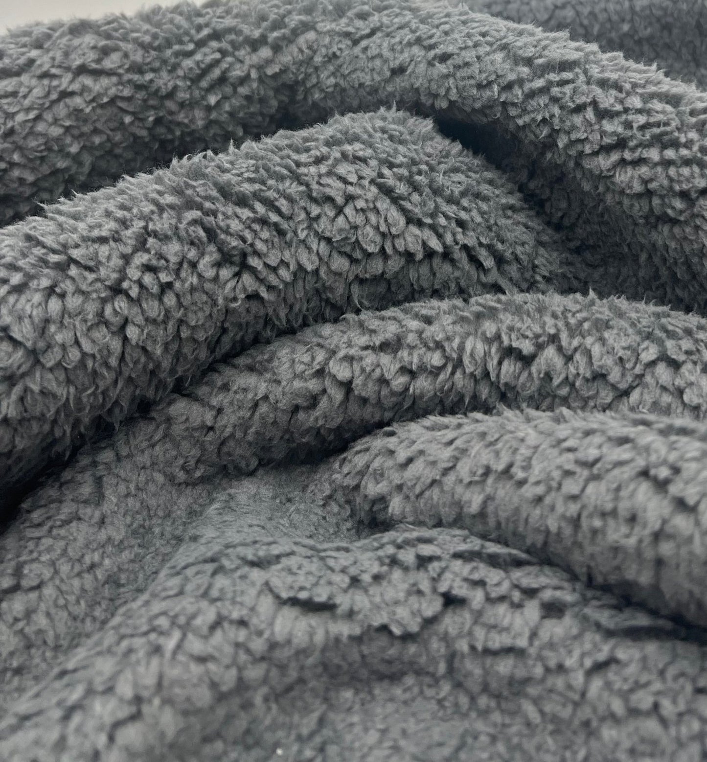 Dark Grey Sherpa Fleece Fluffy Borg Faux Fur Fabric - T9 Fabrics