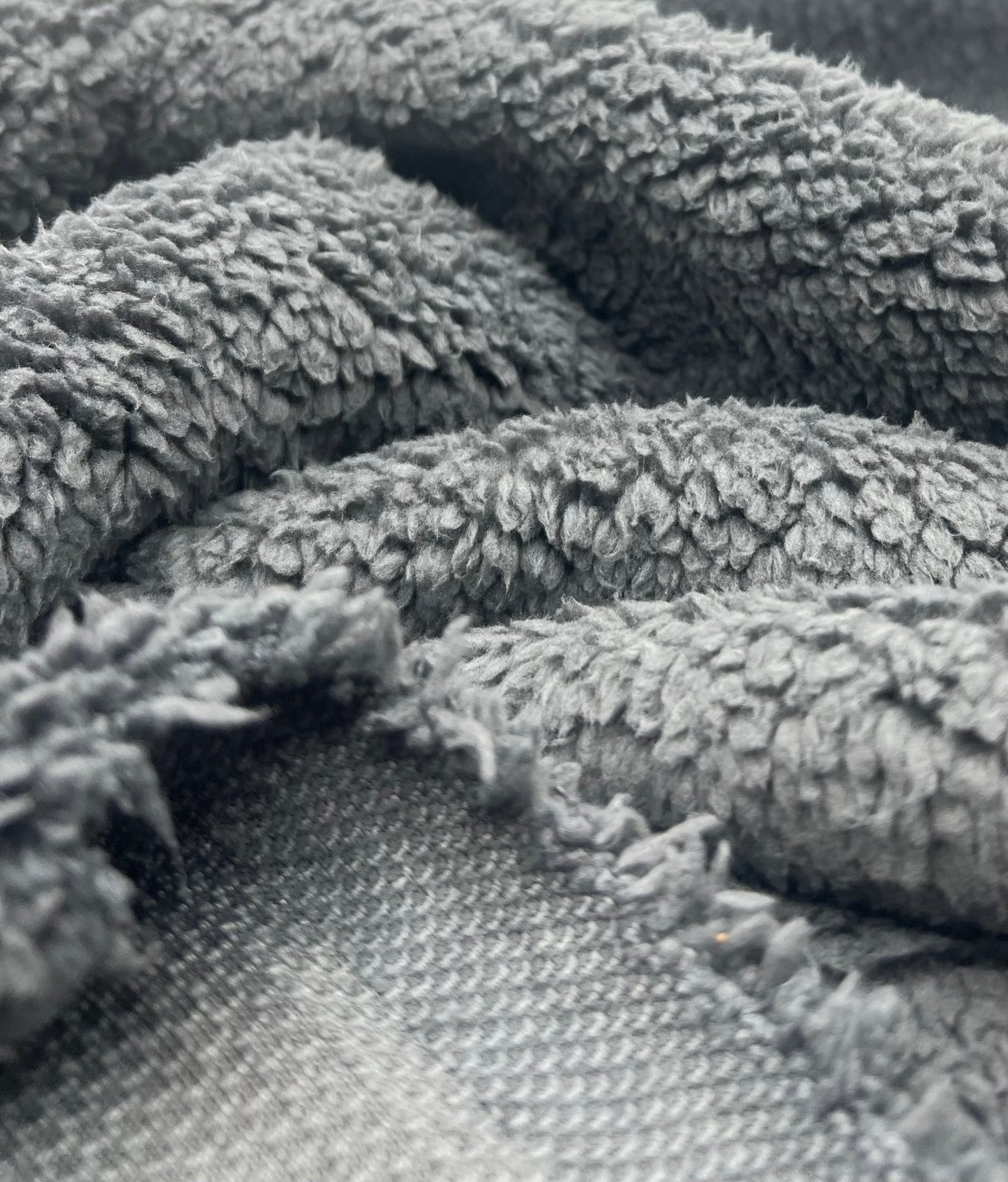 Dark Grey Sherpa Fleece Fluffy Borg Faux Fur Fabric - T9 Fabrics