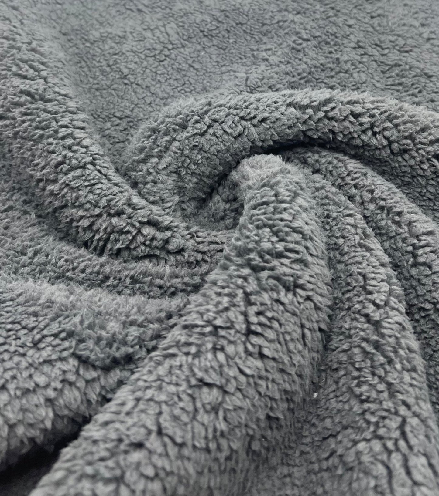 Dark Grey Sherpa Fleece Fluffy Borg Faux Fur Fabric - T9 Fabrics