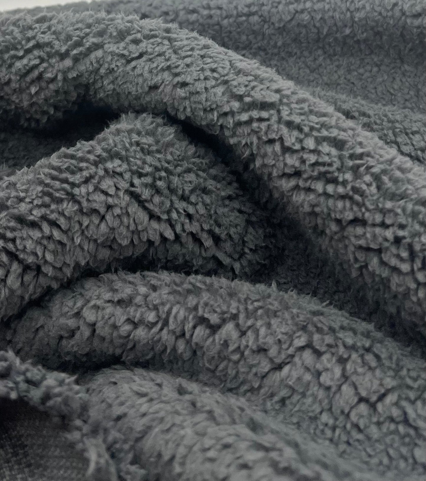 Dark Grey Sherpa Fleece Fluffy Borg Faux Fur Fabric - T9 Fabrics