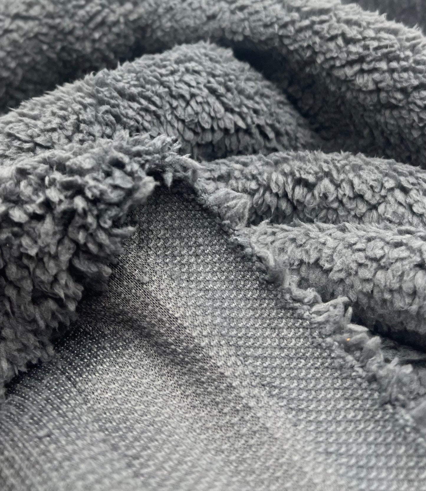 Dark Grey Sherpa Fleece Fluffy Borg Faux Fur Fabric - T9 Fabrics