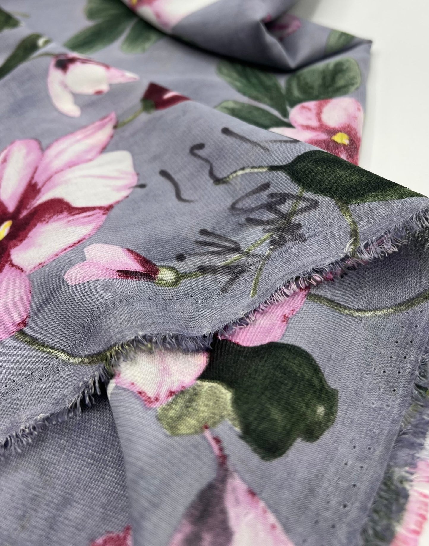 Dark Lilac Floral Printed Chiffon Dress Fabric - T9 Fabrics