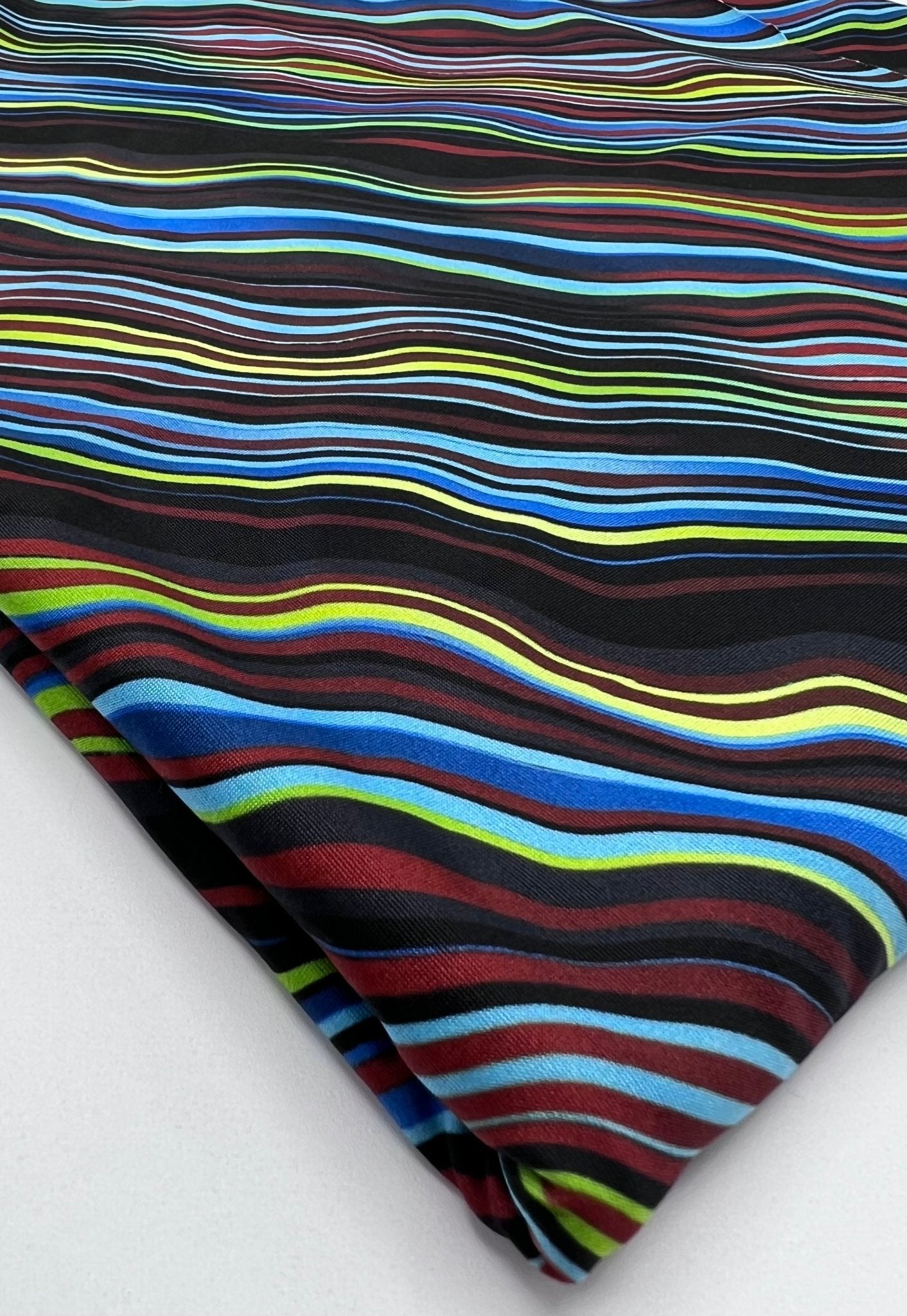 Diagonal Multi Stripe Print Soft Touch 4 Way Stretch Fabric - T9 Fabrics