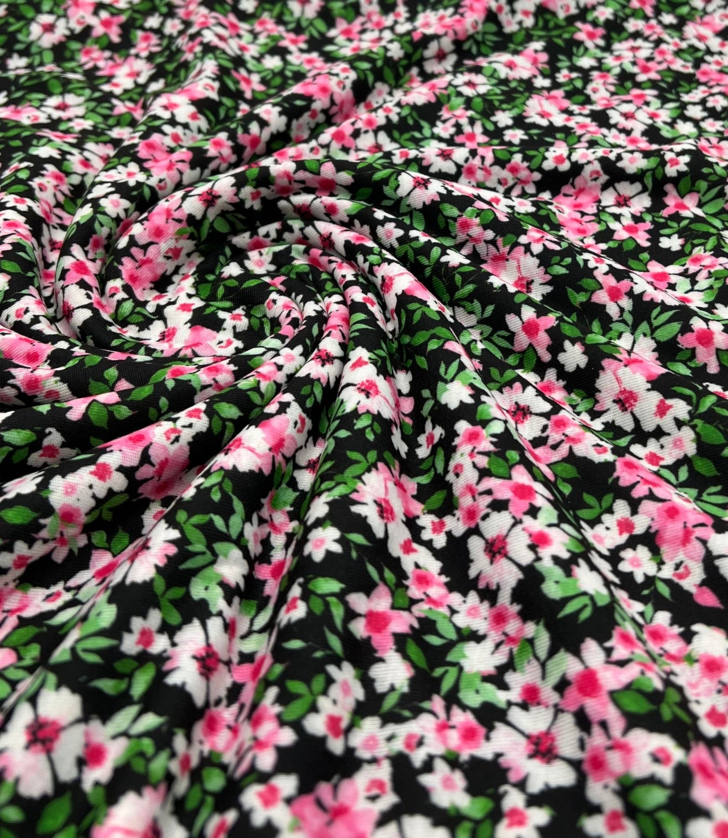 Ditsy Multi Floral Print Spun Poly Stretch Fabric - T9 Fabrics