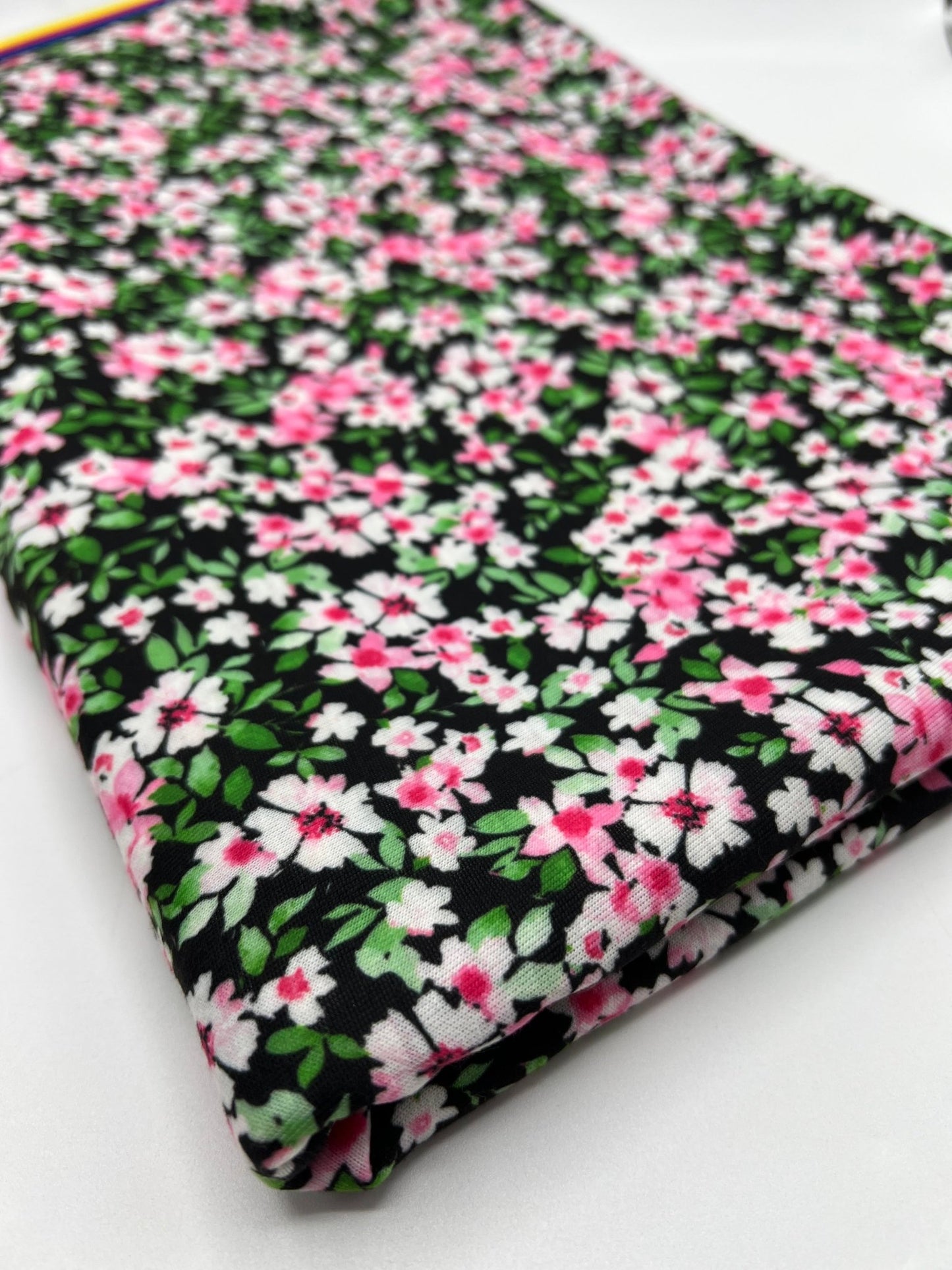 Ditsy Multi Floral Print Spun Poly Stretch Fabric - T9 Fabrics