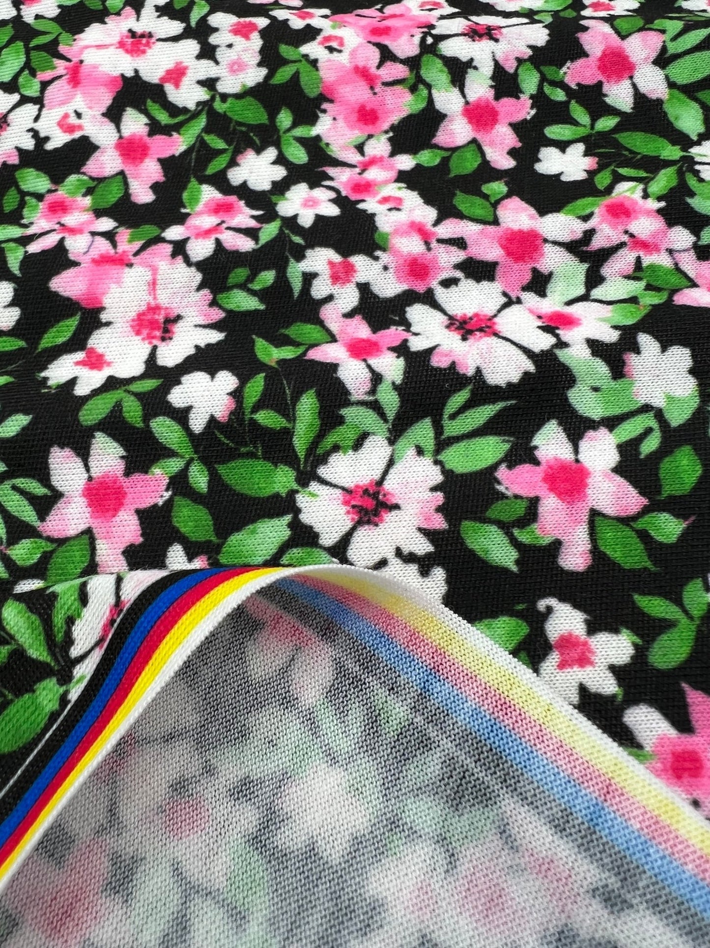 Ditsy Multi Floral Print Spun Poly Stretch Fabric - T9 Fabrics