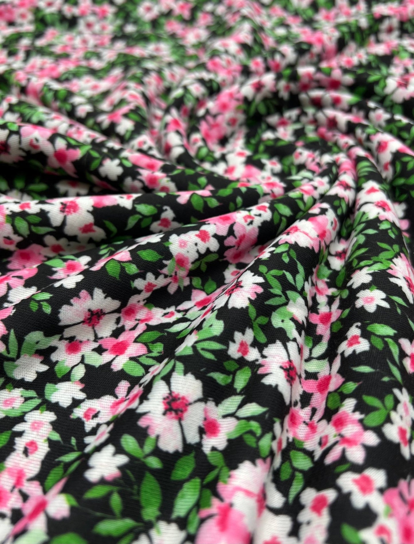 Ditsy Multi Floral Print Spun Poly Stretch Fabric - T9 Fabrics