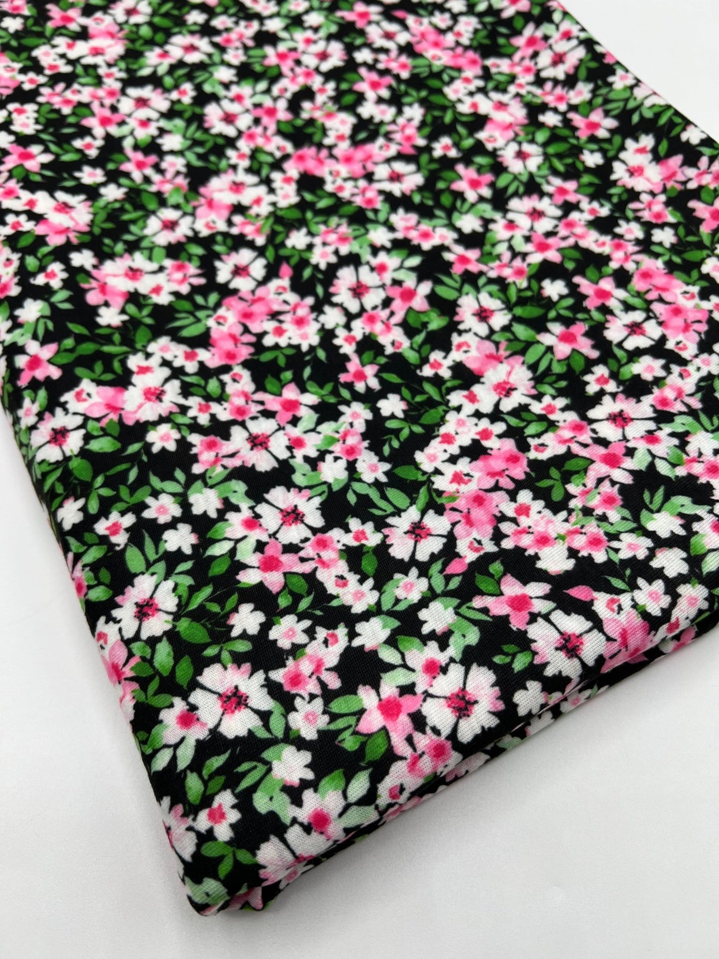 Ditsy Multi Floral Print Spun Poly Stretch Fabric - T9 Fabrics