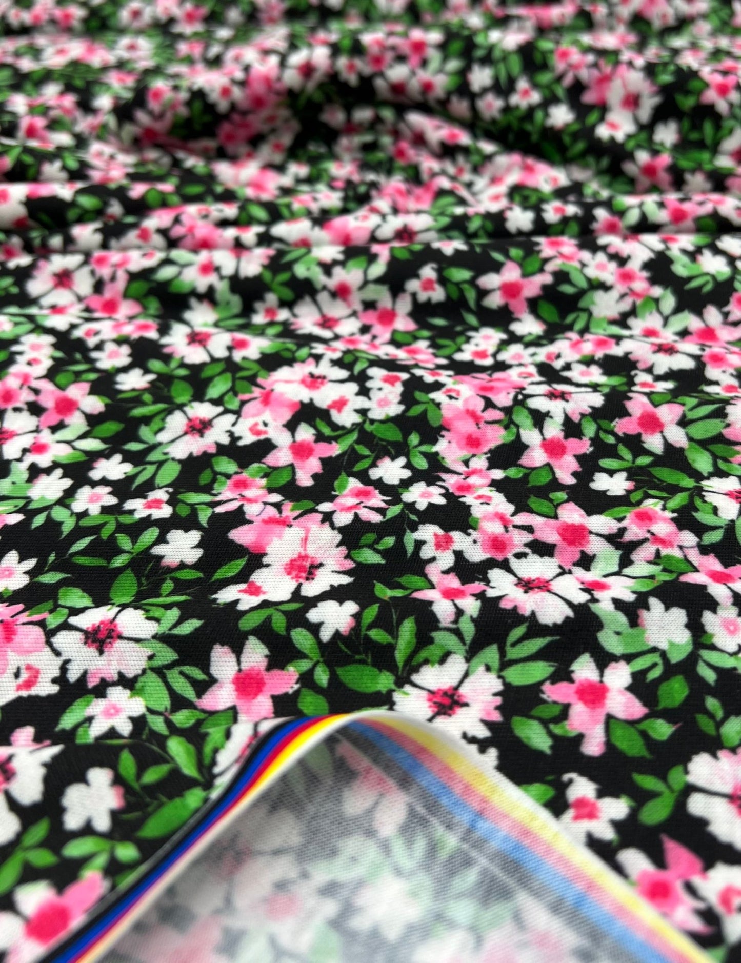 Ditsy Multi Floral Print Spun Poly Stretch Fabric - T9 Fabrics