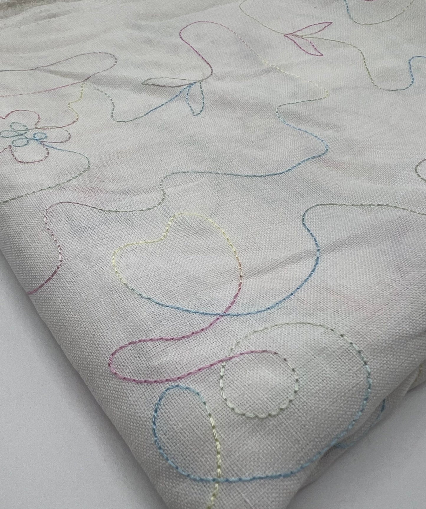 Embroidered Floral Multi Thread Non Stretch Woven Fabric - T9 Fabrics
