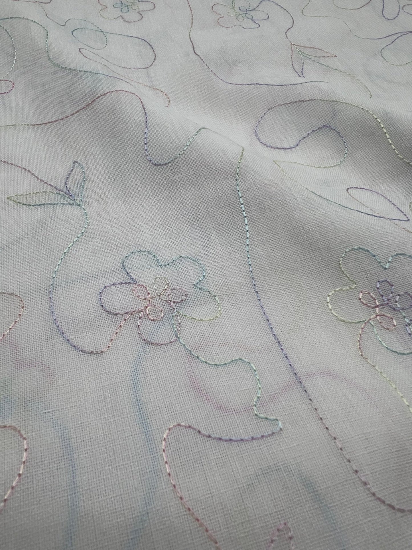 Embroidered Floral Multi Thread Non Stretch Woven Fabric - T9 Fabrics