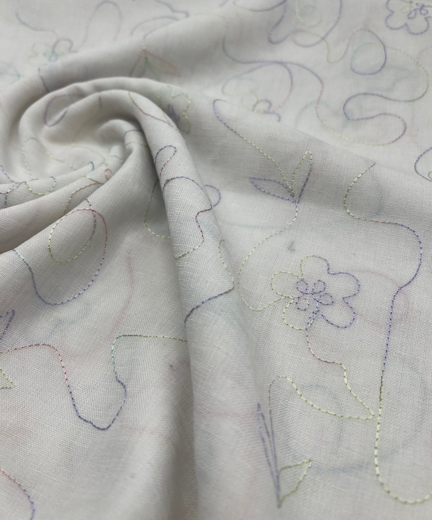Embroidered Floral Multi Thread Non Stretch Woven Fabric - T9 Fabrics