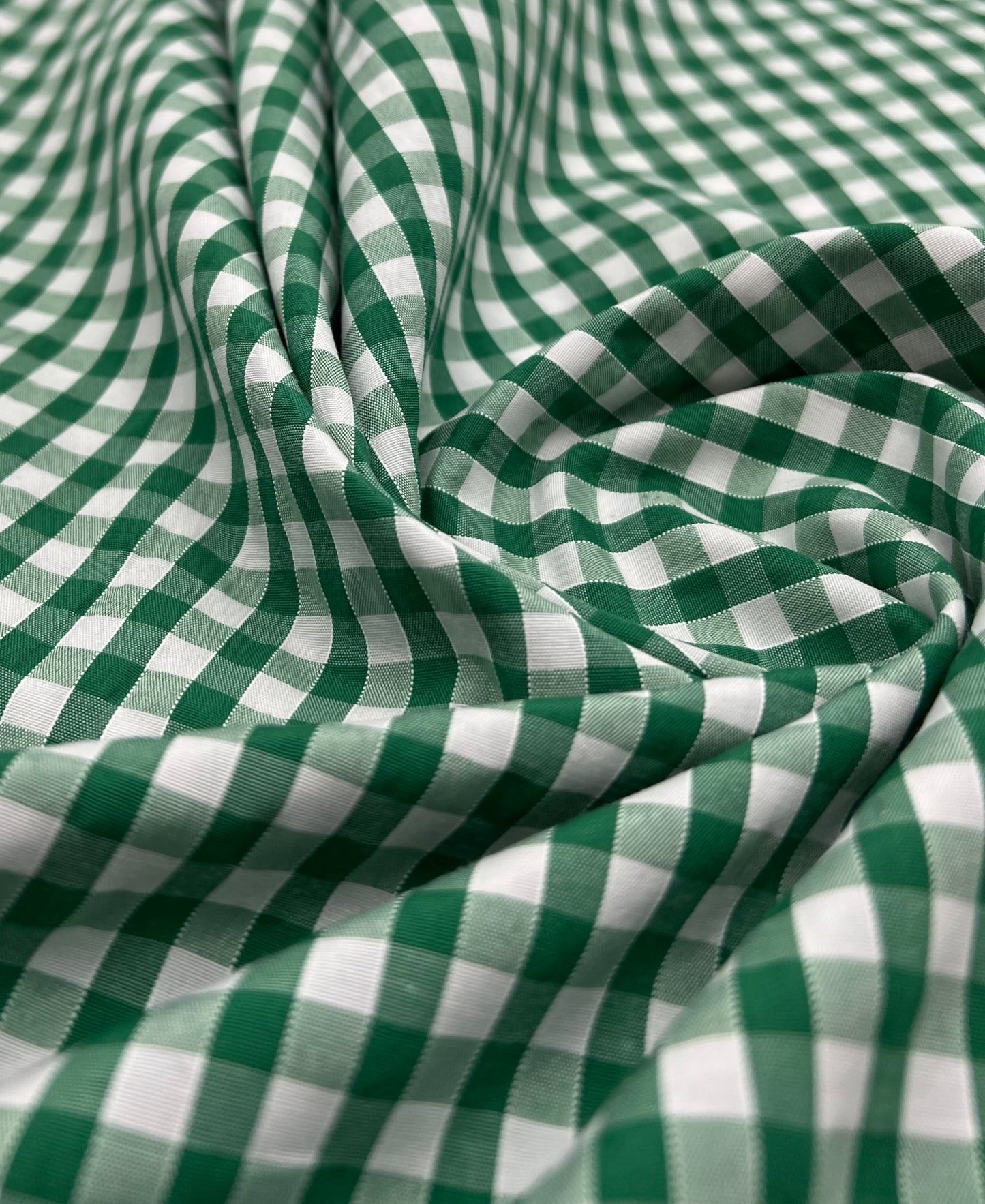 Emerald Gingham Printed Poly Cotton 90 GSM 80/20 44 Inch Non Stretch - T9 Fabrics