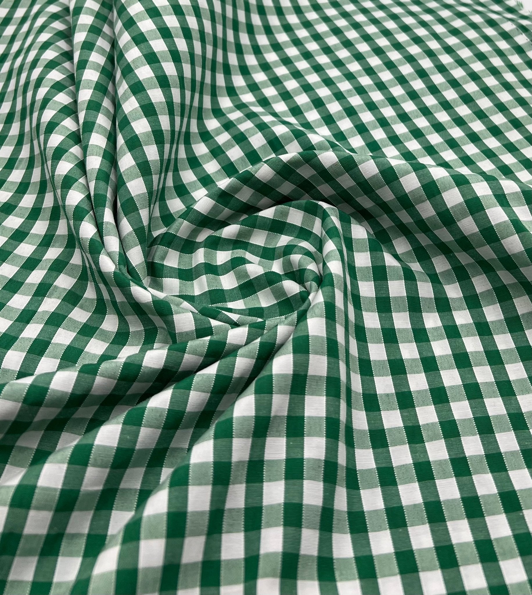 Emerald Gingham Printed Poly Cotton 90 GSM 80/20 44 Inch Non Stretch - T9 Fabrics