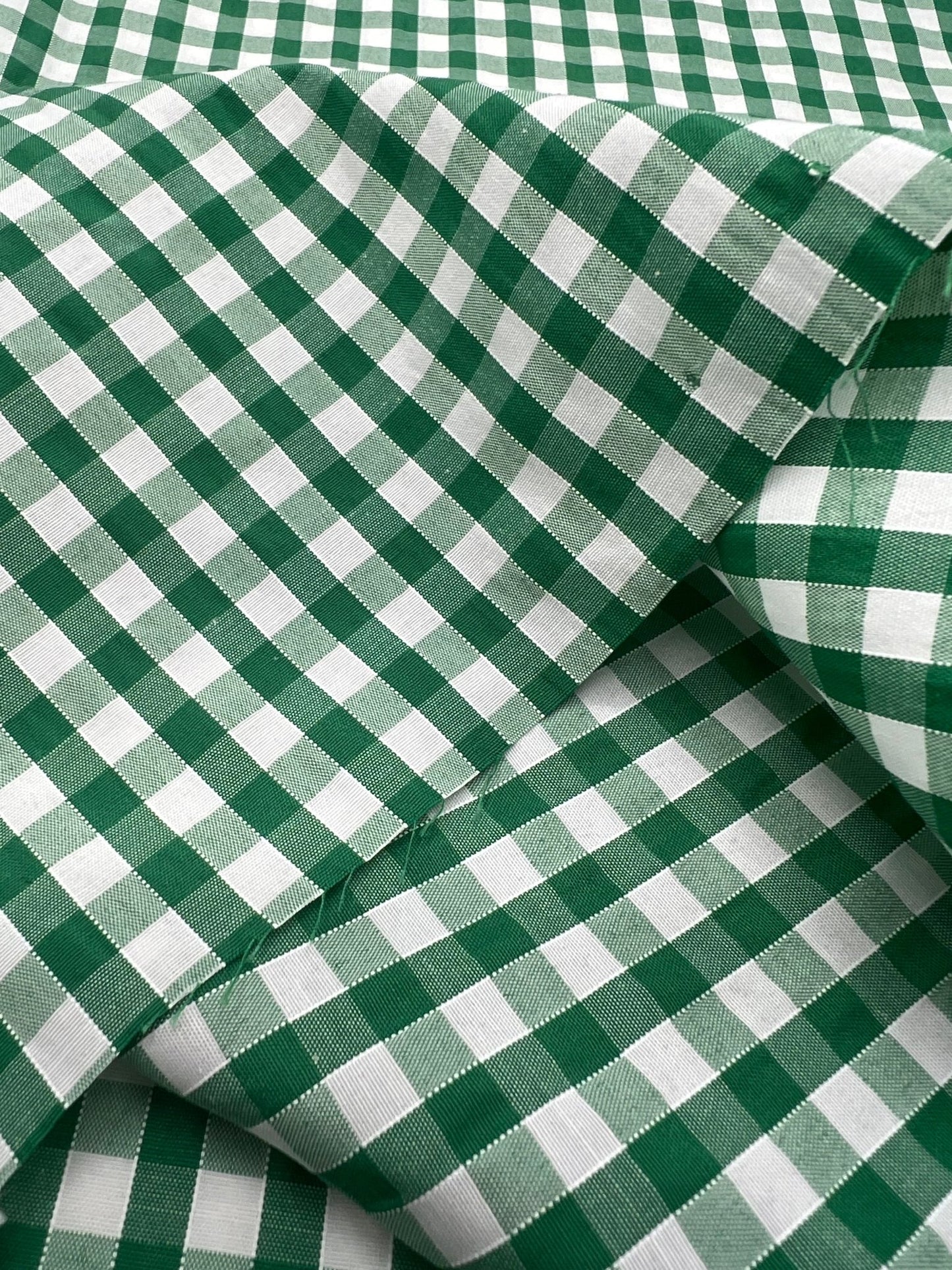 Emerald Gingham Printed Poly Cotton 90 GSM 80/20 44 Inch Non Stretch - T9 Fabrics