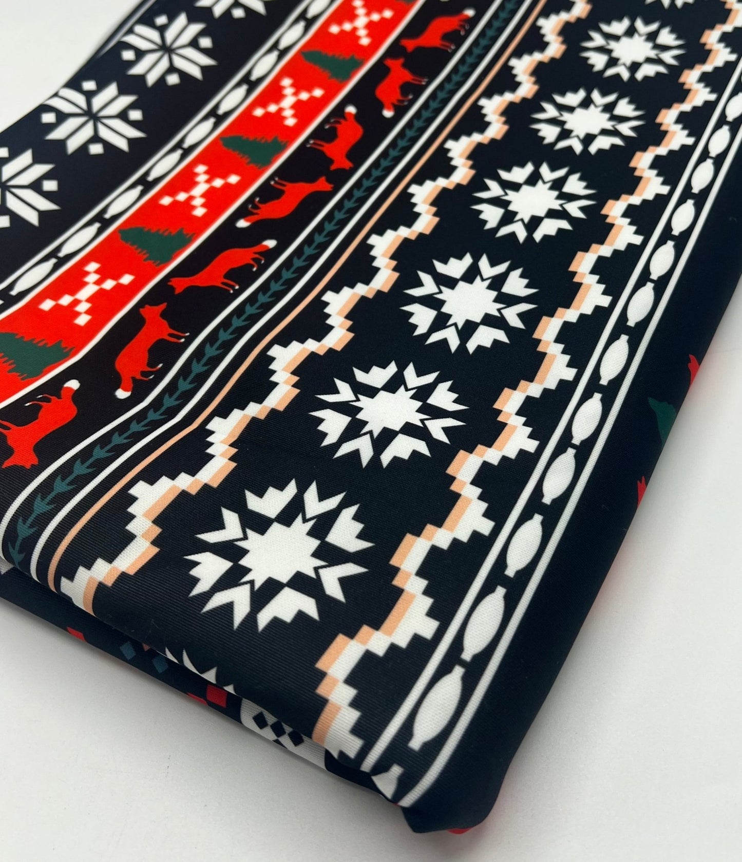 Fair Aisle Printed Plain Scuba 2 Way Stretch Jersey Fabric - T9 Fabrics