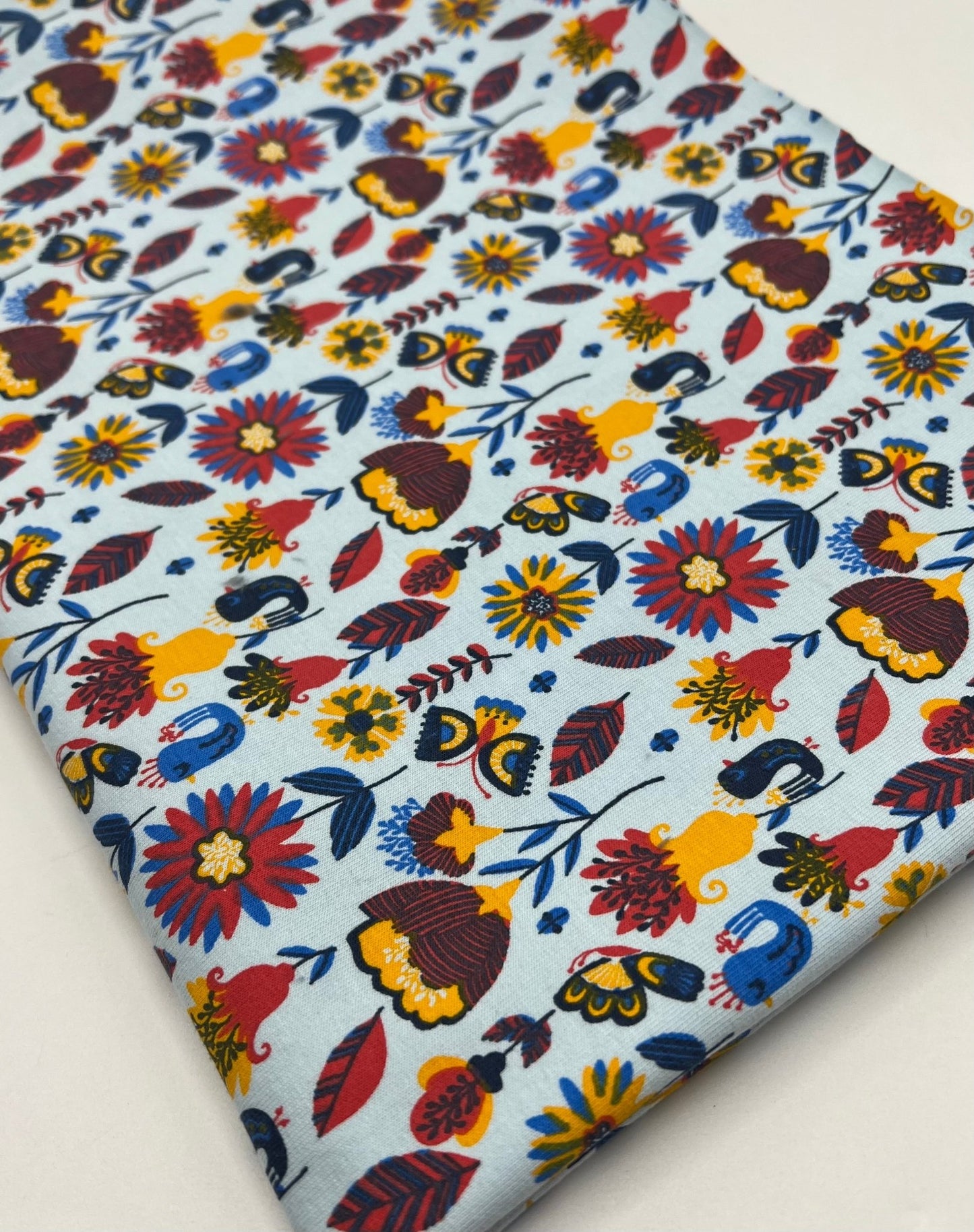 Flower Garden Sweatshirting Cotton Lycra 2 Way Stretch - T9 Fabrics