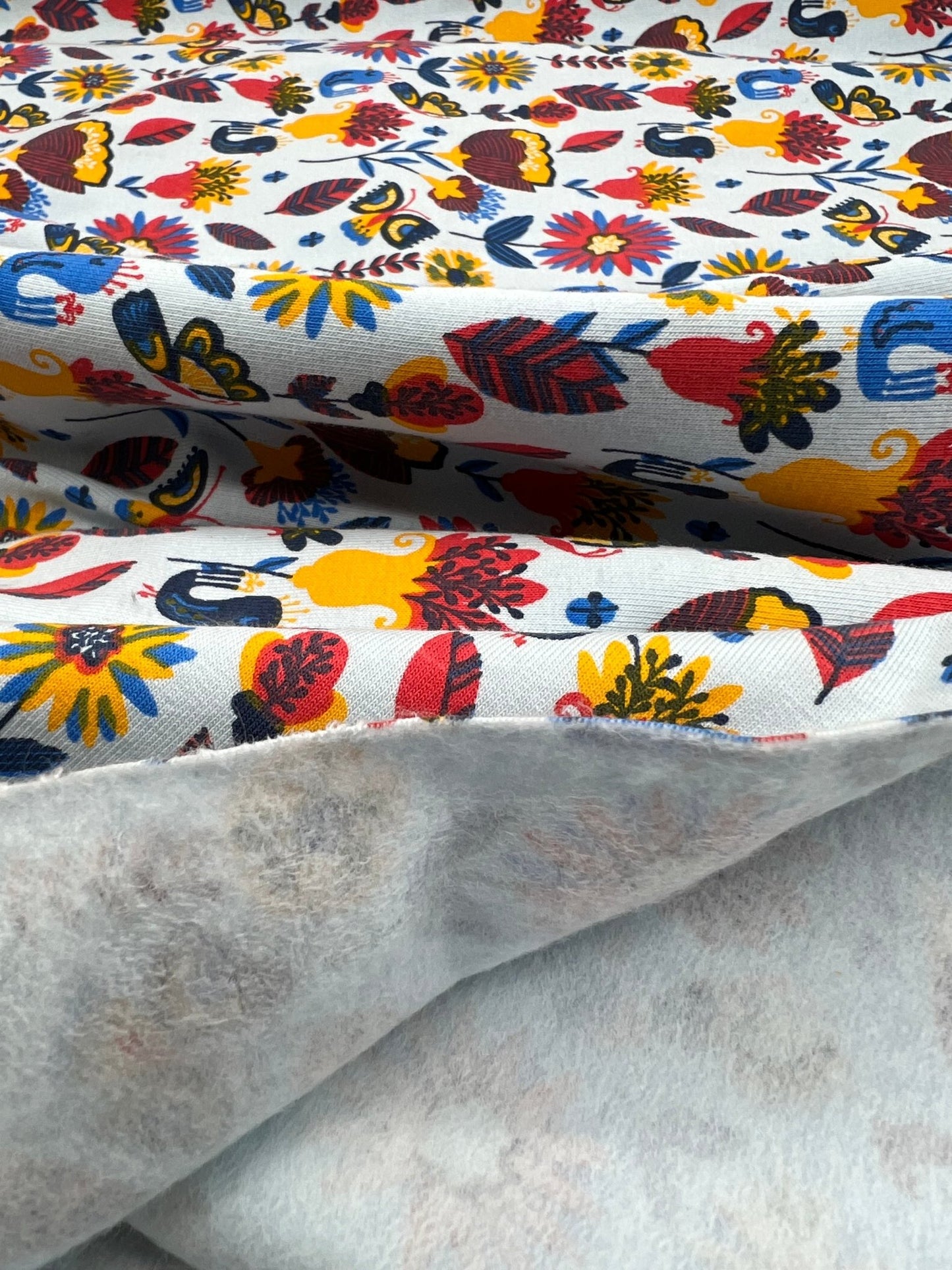 Flower Garden Sweatshirting Cotton Lycra 2 Way Stretch - T9 Fabrics