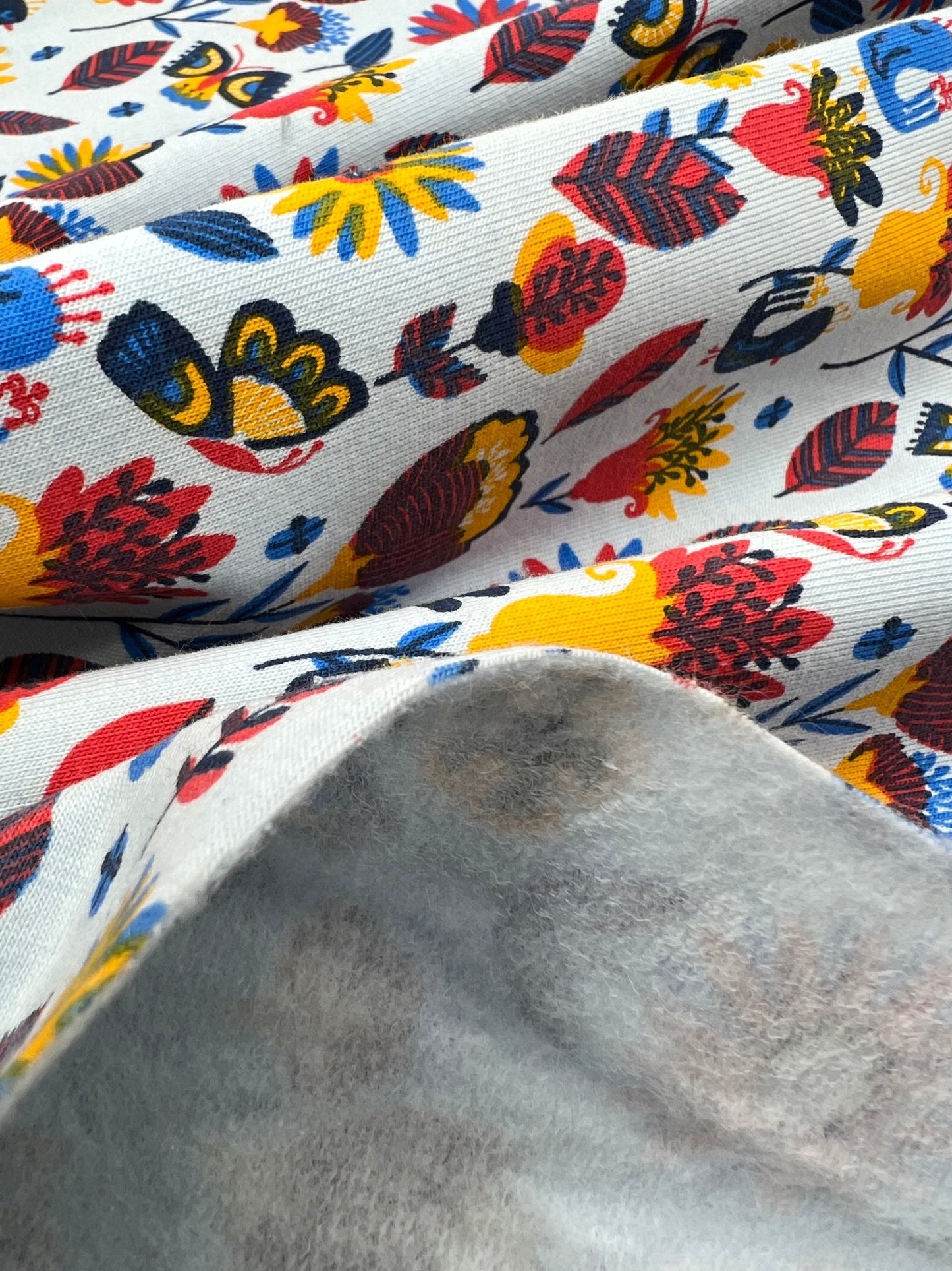 Flower Garden Sweatshirting Cotton Lycra 2 Way Stretch - T9 Fabrics