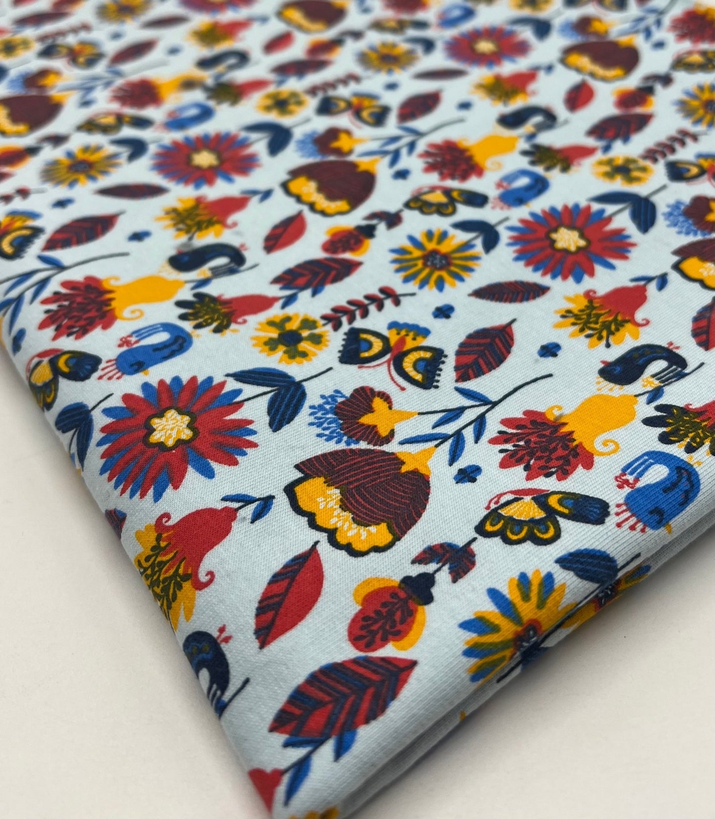 Flower Garden Sweatshirting Cotton Lycra 2 Way Stretch - T9 Fabrics