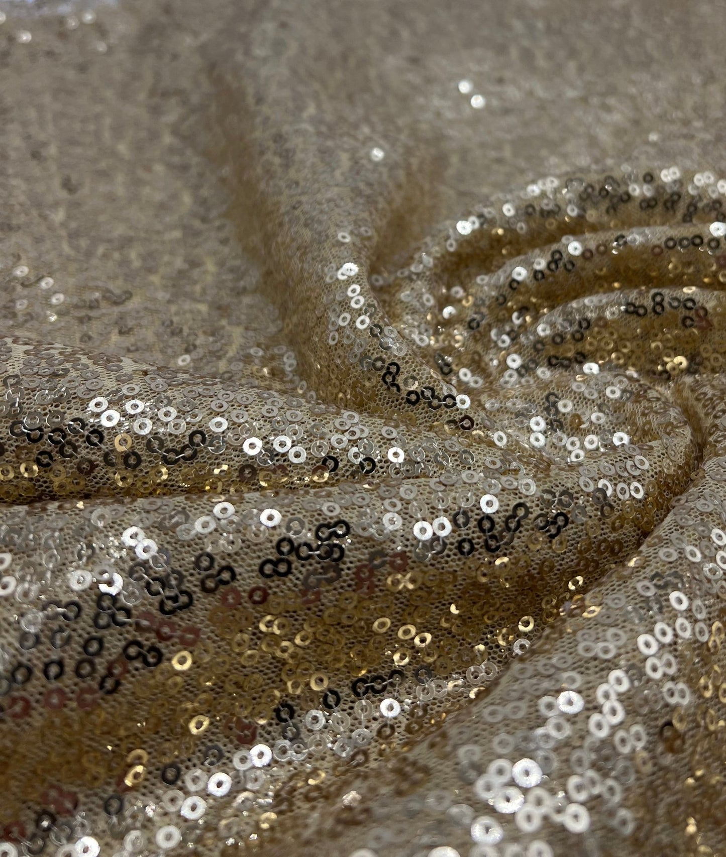 Gold On Yellow Sequin Detail Non Stretch Fabric - T9 Fabrics