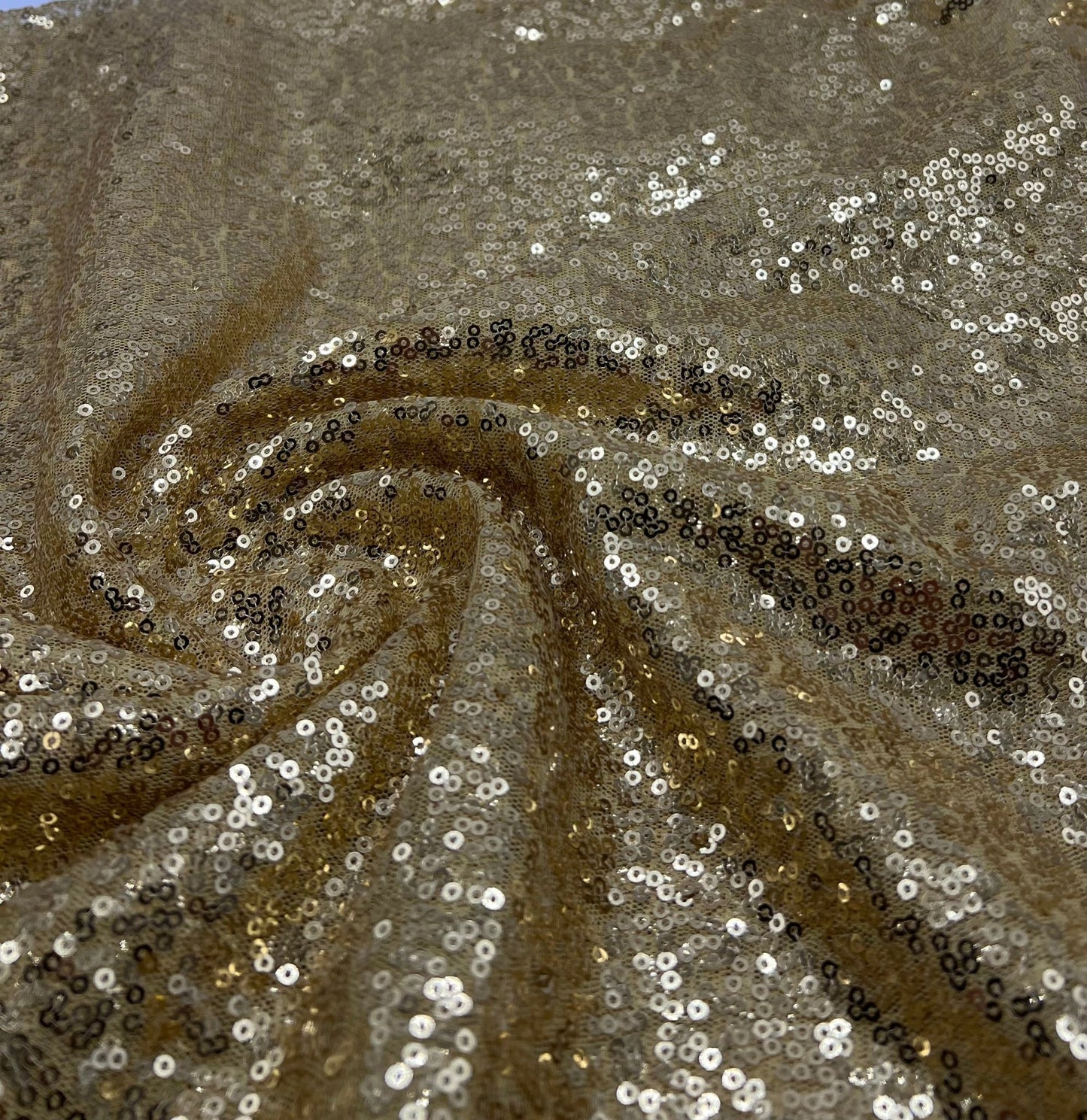 Gold On Yellow Sequin Detail Non Stretch Fabric - T9 Fabrics