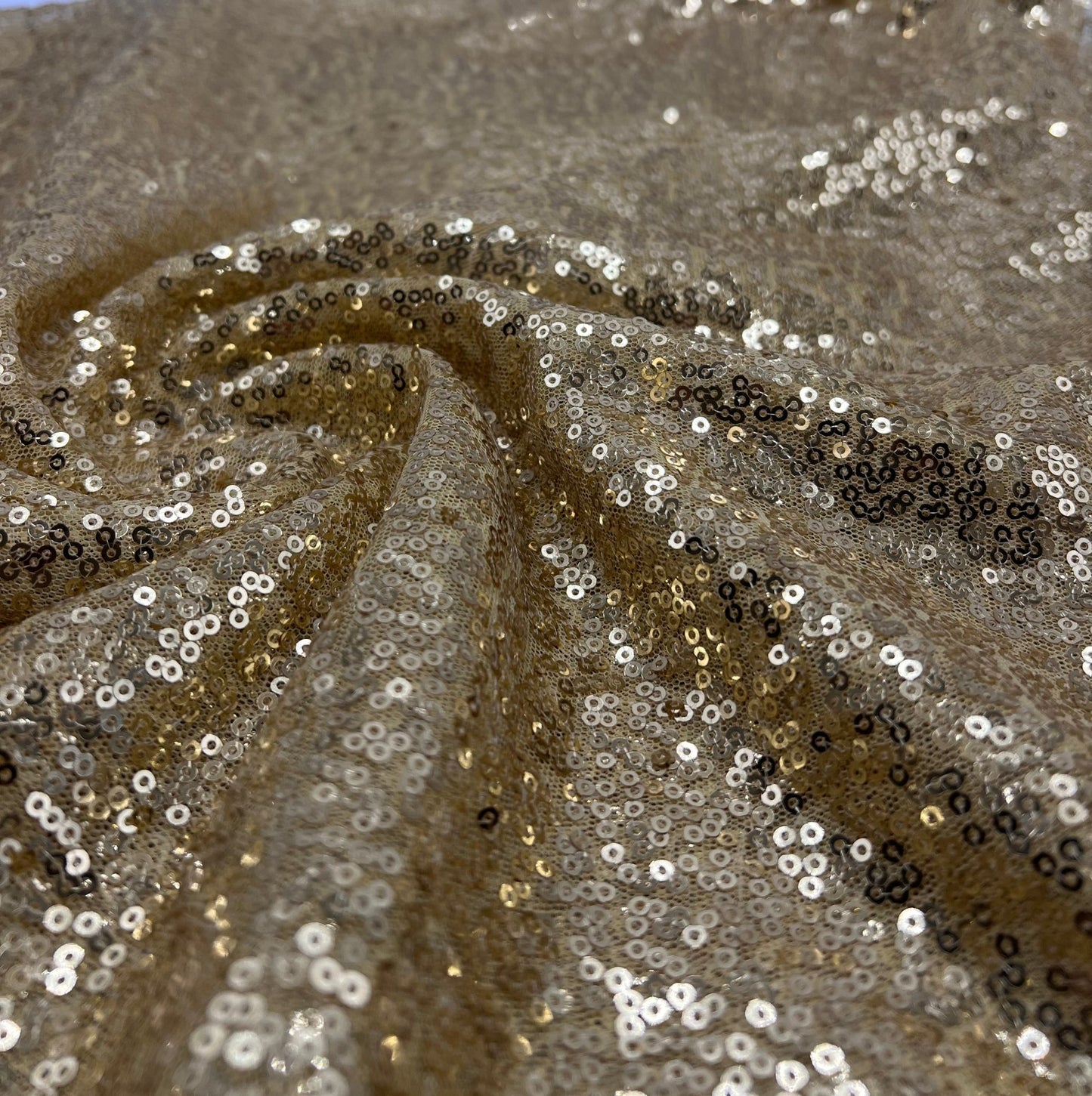 Gold On Yellow Sequin Detail Non Stretch Fabric - T9 Fabrics