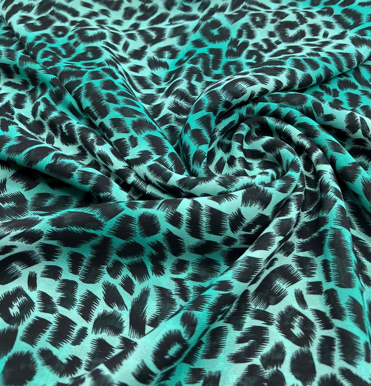 Green Animal Print Non Stretch Chiffon Fabric - T9 Fabrics